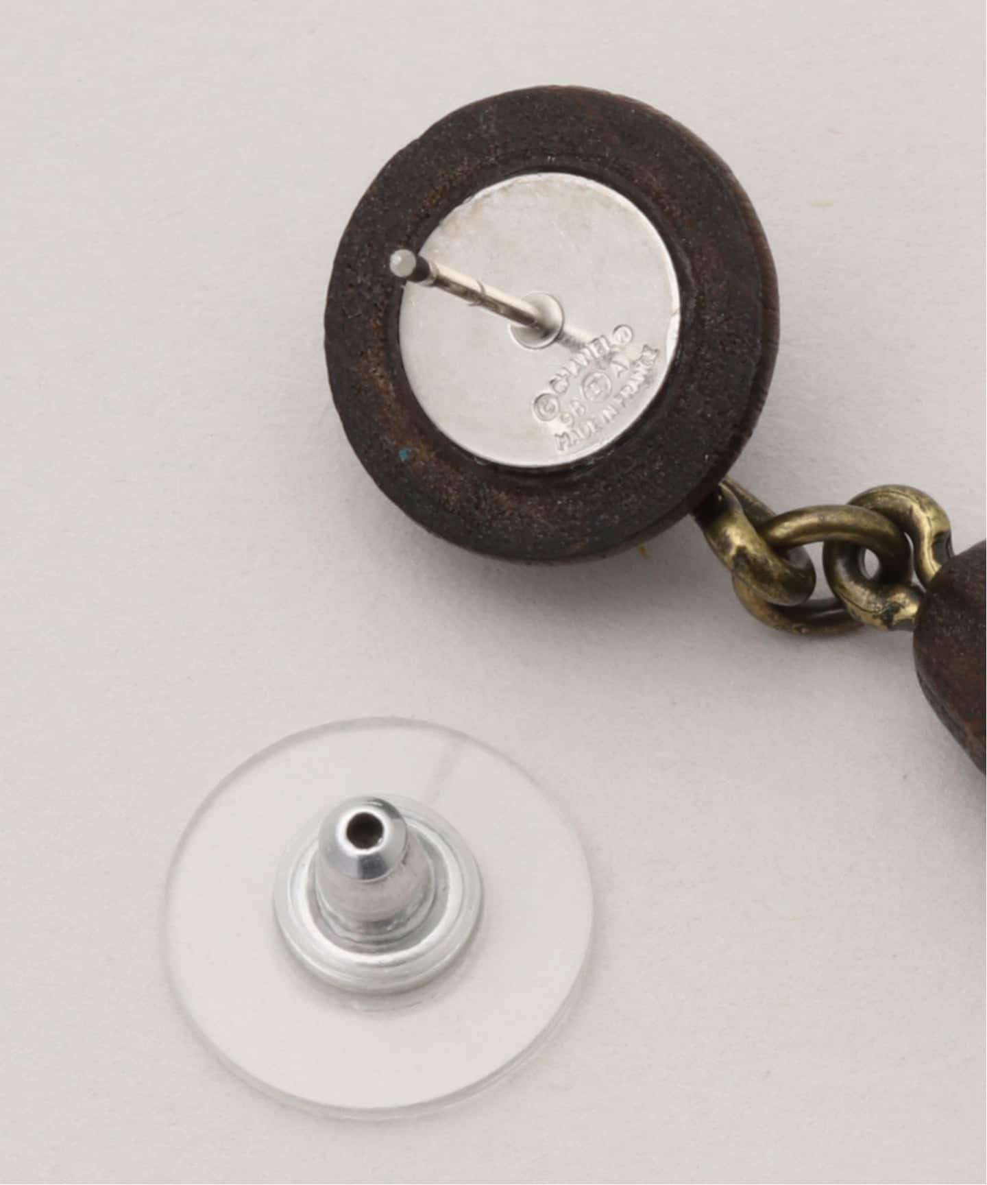VINTAGE CHANEL/シャネル】CC pierce wood(両耳)（ピアス（両耳用