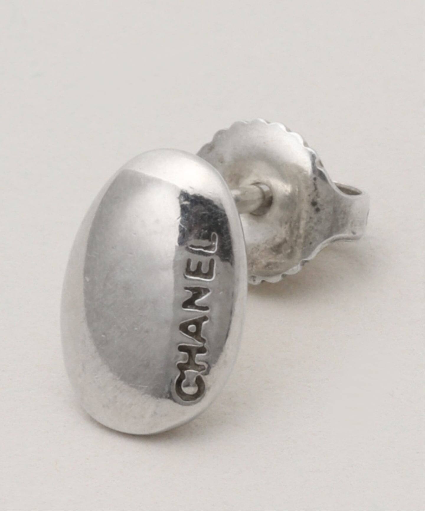 VINTAGE CHANEL/シャネル】pierce logo oval (両耳)（ピアス（両耳用