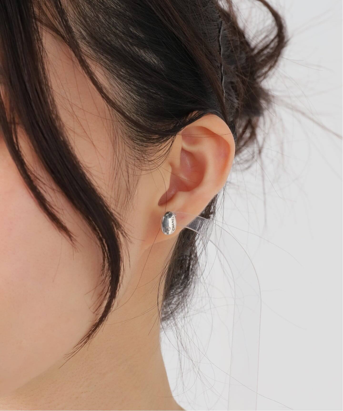 VINTAGE CHANEL/シャネル】pierce logo oval (両耳)（ピアス（両耳用