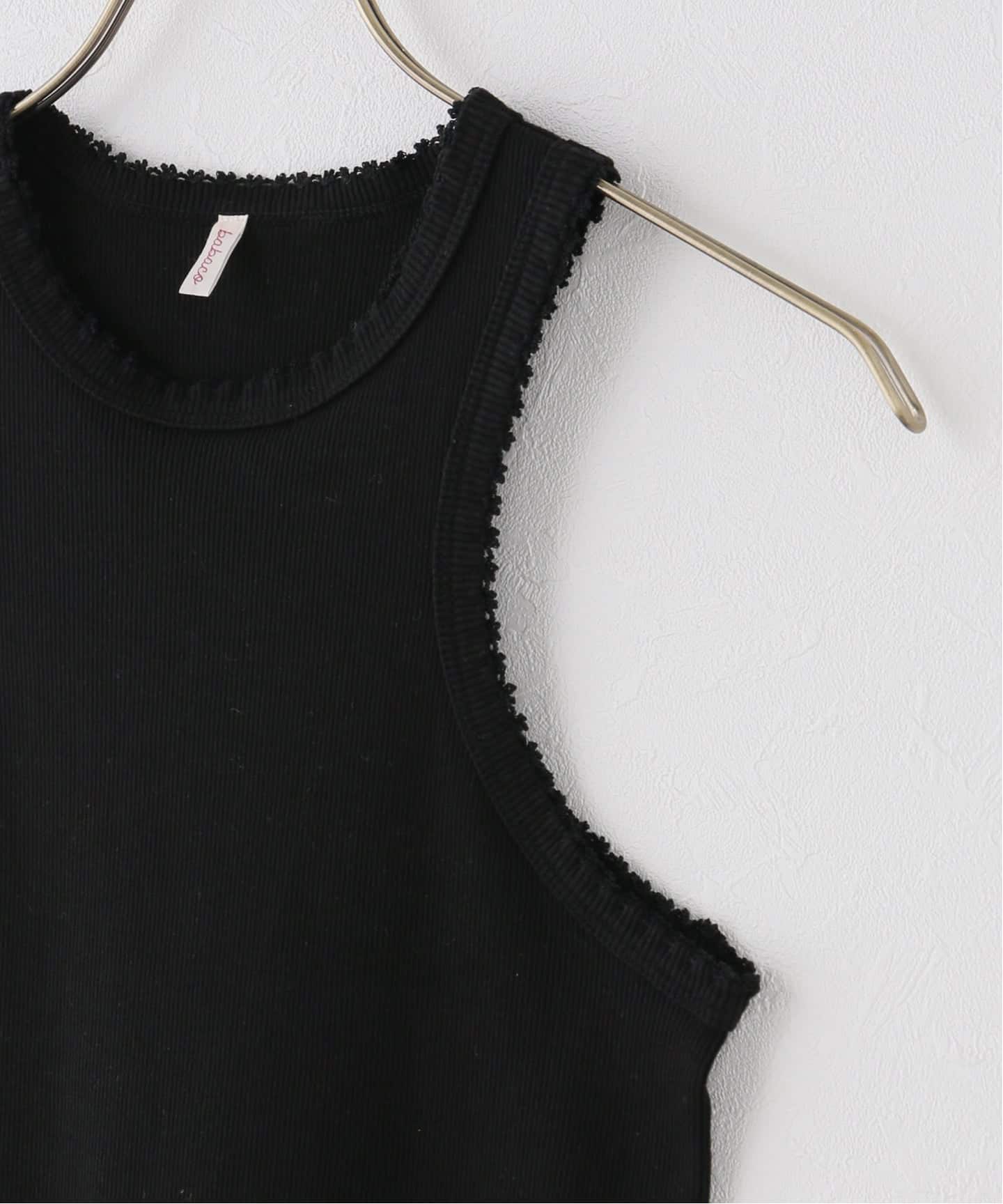 babaco/ババコ】Cotton/Silk Ribbed Tank Top w/Emb / BA01-CR83