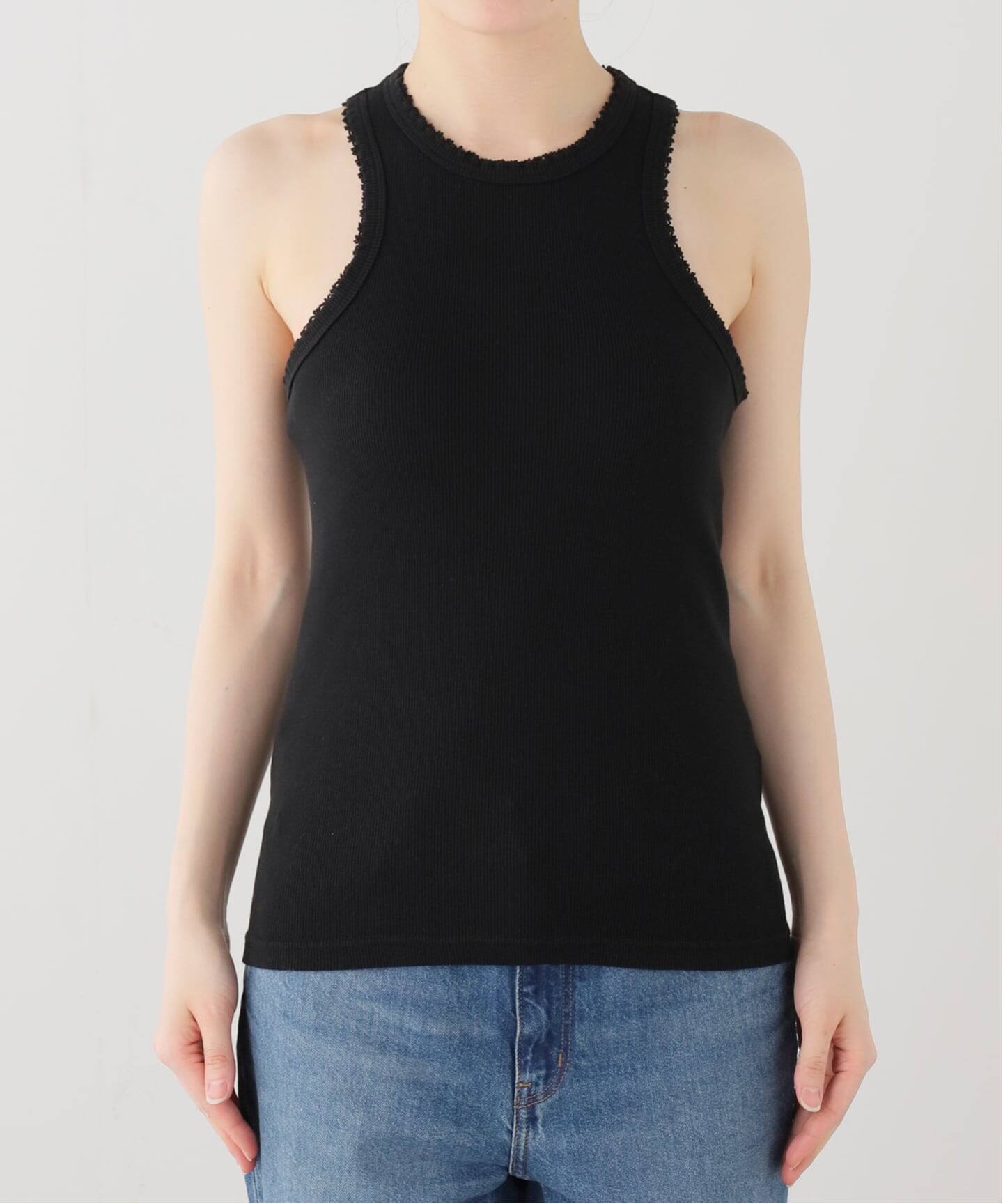 babaco/ババコ】Cotton/Silk Ribbed Tank Top w/Emb / BA01-CR83