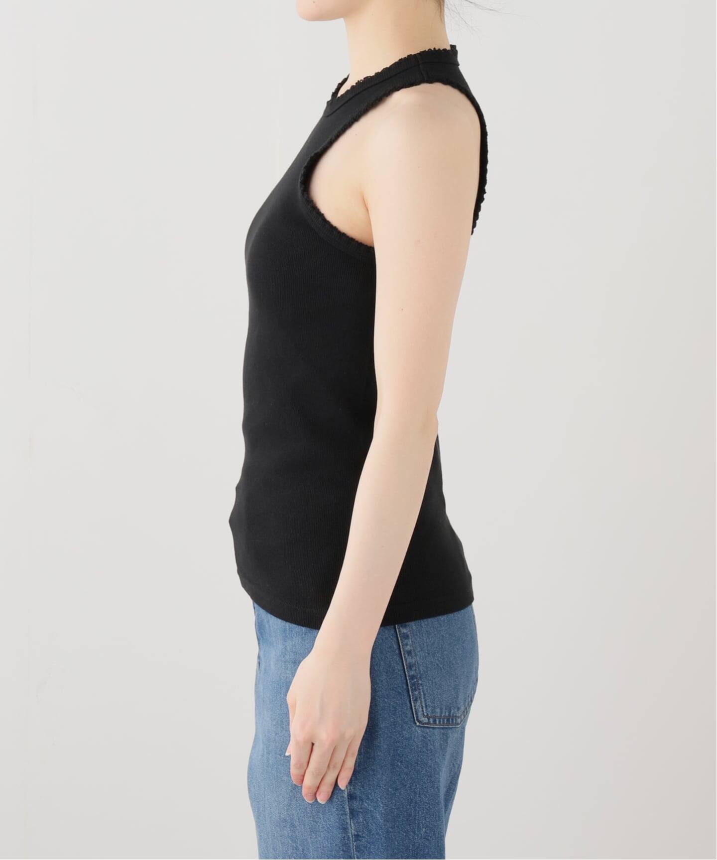 新品【babaco/ババコ】タンクトップ ブラック roku baserange babaco/ババコ】Cotton/Silk Ribbed Tank Top w/Emb / BA01-CR83
