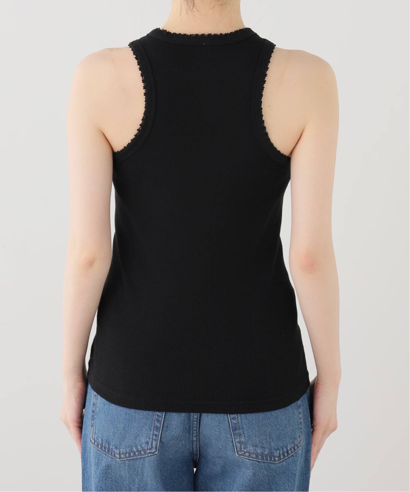 babaco/ババコ】Cotton/Silk Ribbed Tank Top w/Emb / BA01-CR83