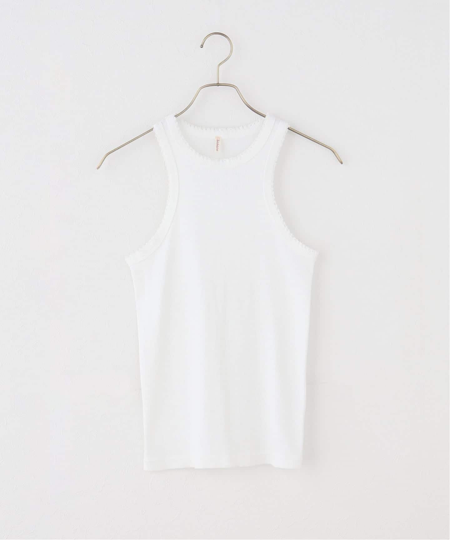 babaco/ババコ】Cotton/Silk Ribbed Tank Top w/Emb / BA01-CR83