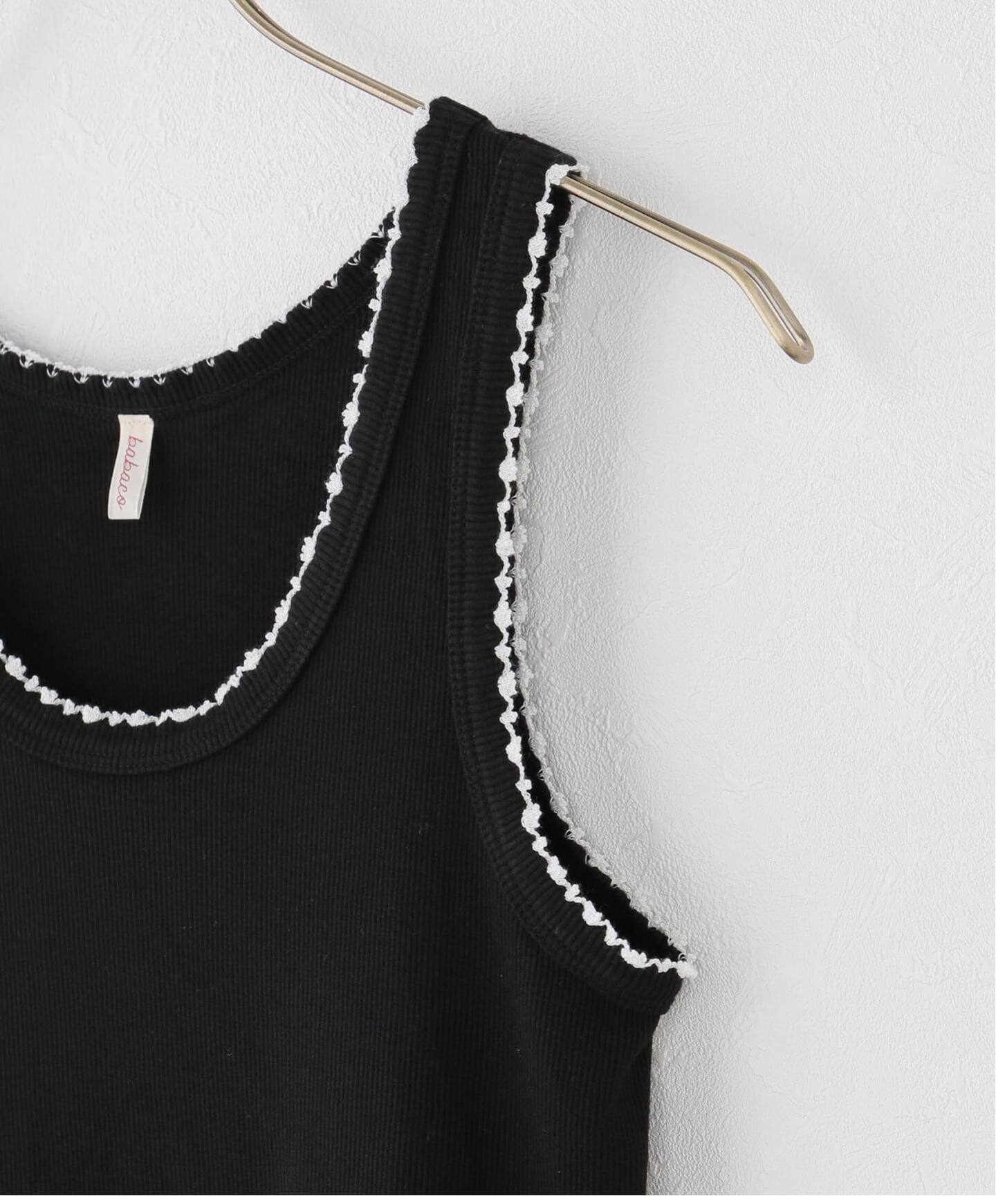 babaco/ババコ】Cotton/Silk RibbedBasicTank w/Emb / BA01-CR74