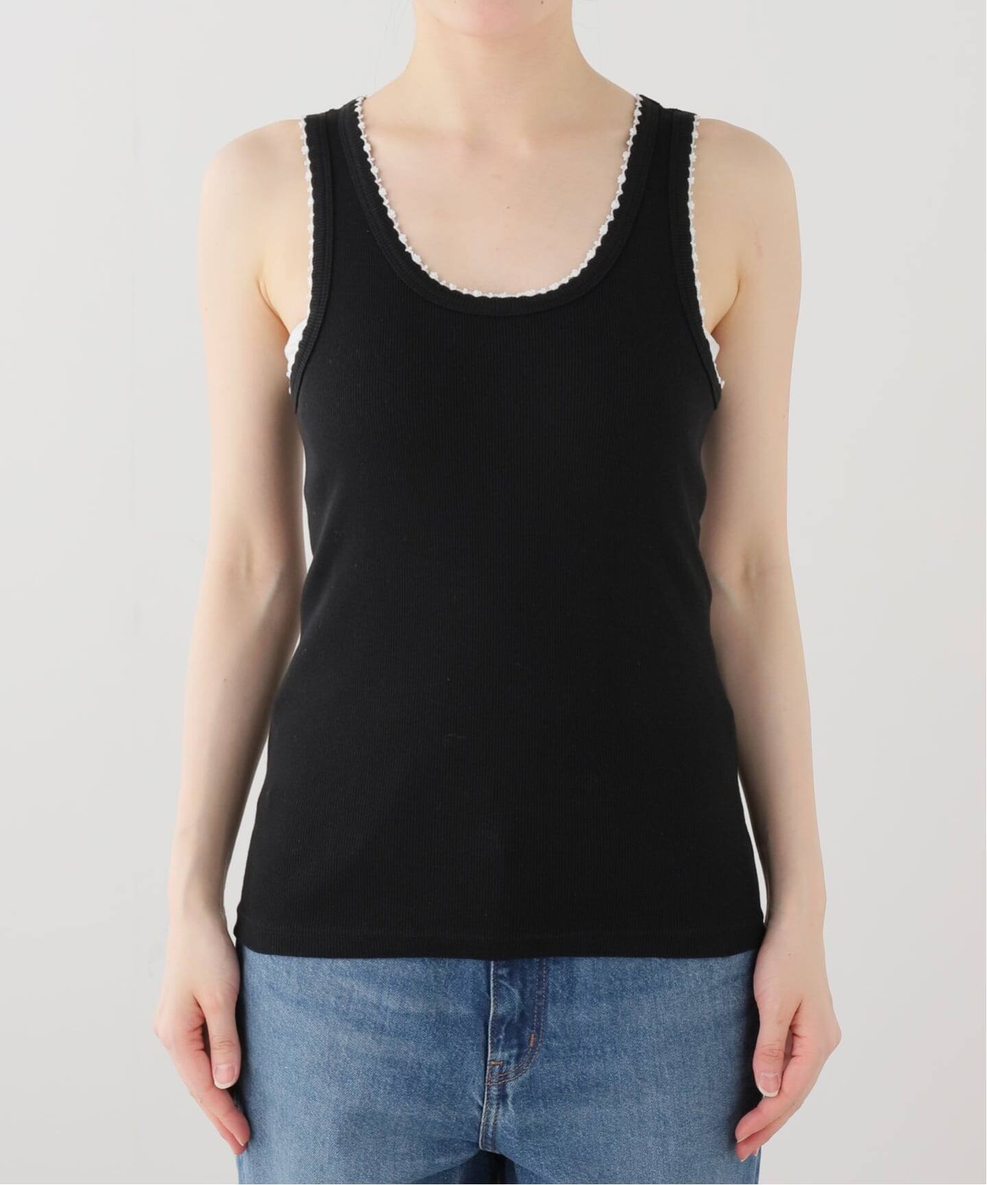 babaco/ババコ】Cotton/Silk RibbedBasicTank w/Emb / BA01-CR74