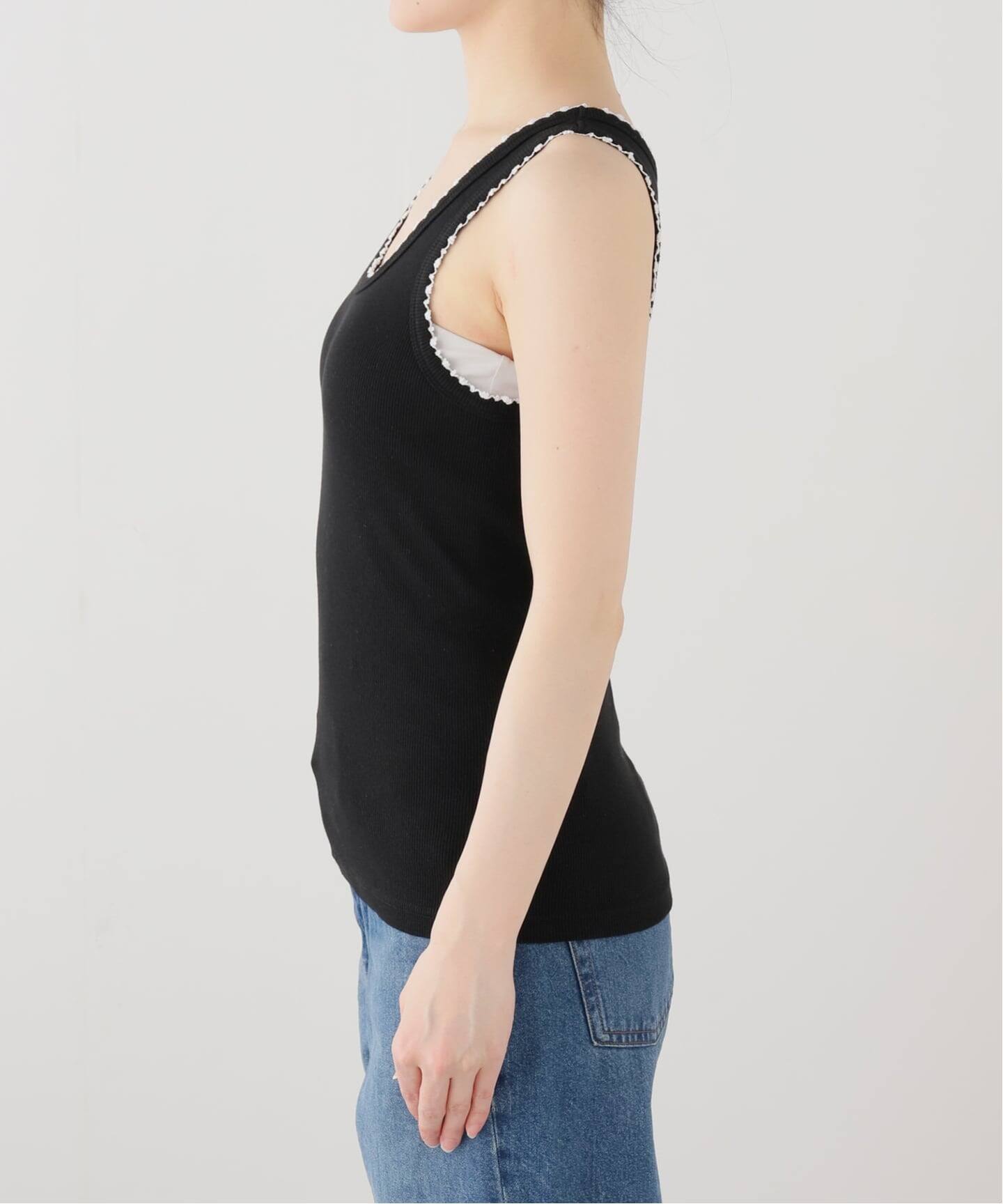babaco/ババコ】Cotton/Silk RibbedBasicTank w/Emb / BA01-CR74