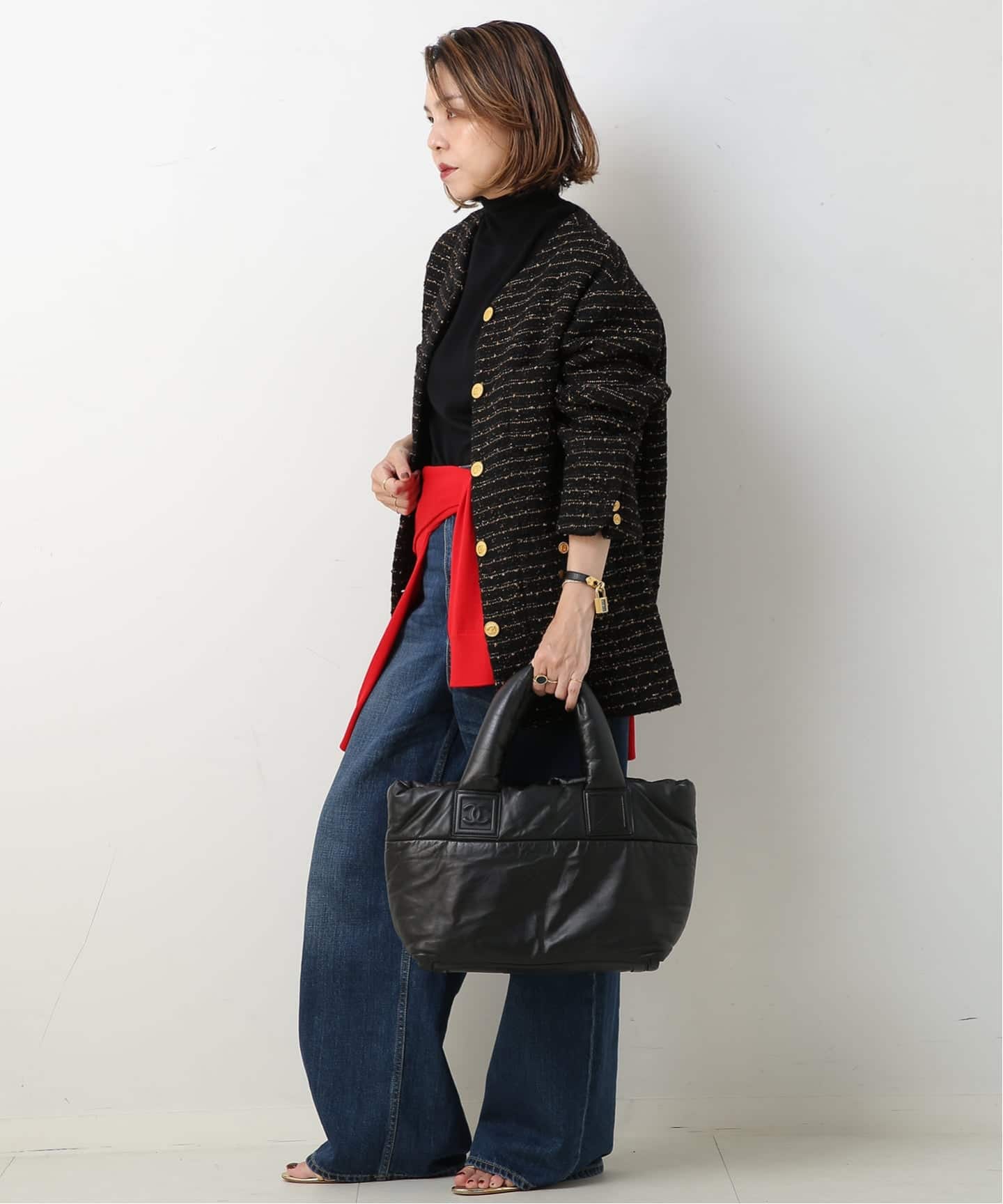 本物 良品 ■シャネル■ コココクーン オール レザー トートバッグ ブラック CHANEL/シャネル】Coco cocoon レザートートバッグ（トートバッグ