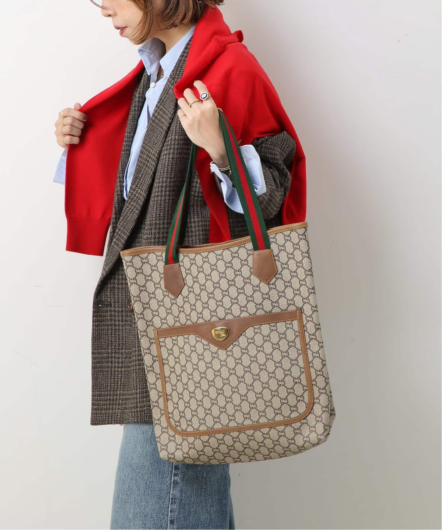 VINTAGE GUCCI Plus/グッチ プラス】トートバッグ gg plus web（トート