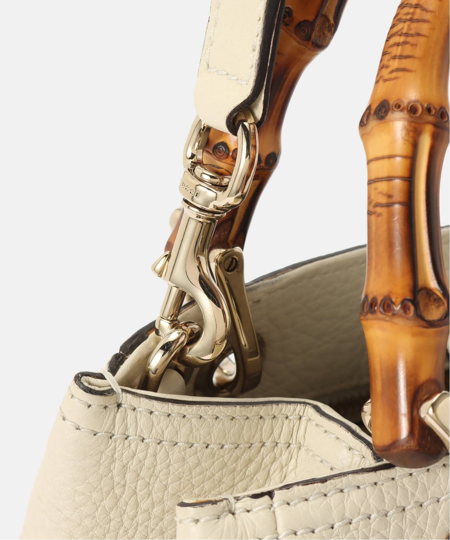 GUCCI　オールドグッチ バンブー 2Way レザー ハンドバッグ ホワイト VINTAGE GUCCI/グッチ】Bamboo shopper 2way（トートバッグ