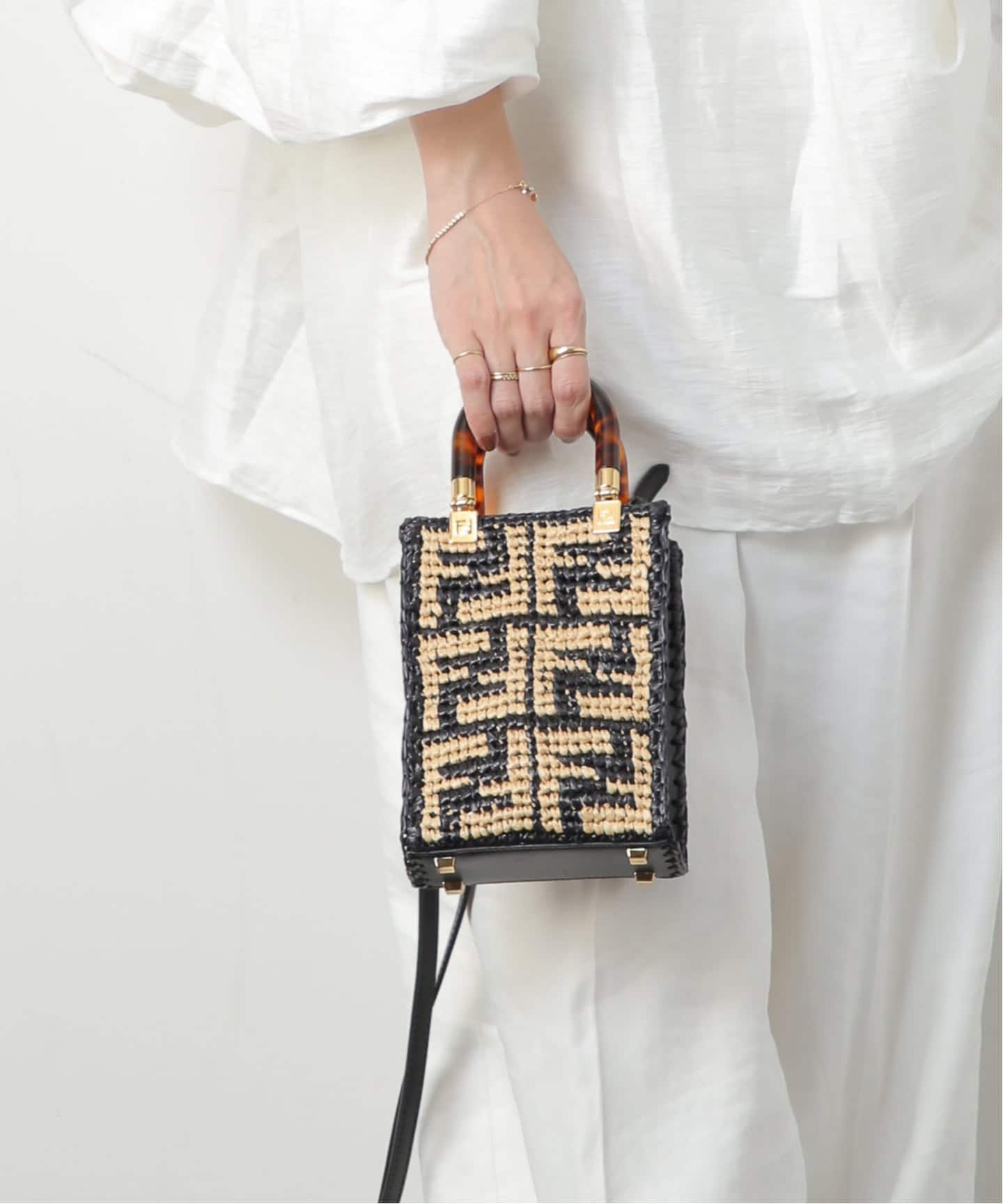 FENDI/フェンディ】Sunshine shopper mini 2way raffia（ハンドバッグ