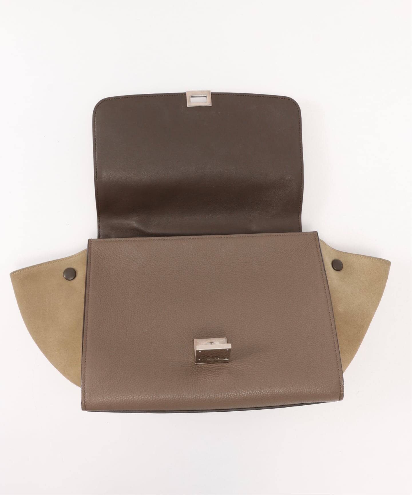 CELINE / セリーヌ | TRAPEZE トラペーズ 2Way ショルダー バンドバッグ | ブラウン | レディース CELINE/セリーヌ】 Trapeze small 2way suede（ハンドバッグ