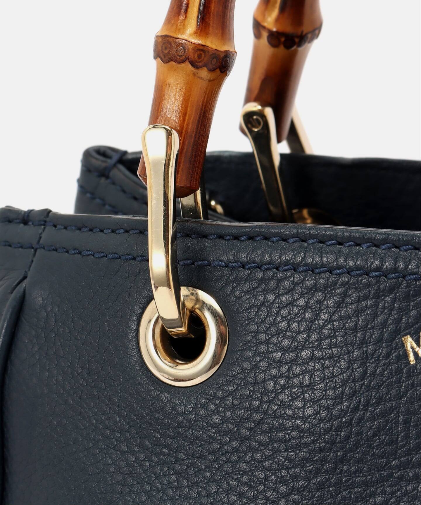 GUCCI グッチ ネイビー レザー トートバッグ バンブーハンドル 断捨離中 VINTAGE GUCCI/グッチ】Bamboo shopper 2way（ハンドバッグ