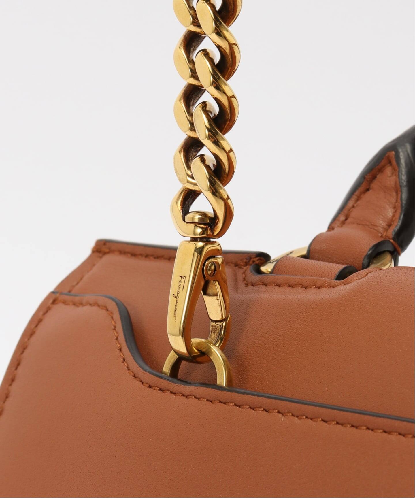 ■Ferragamo（フェラガモ）美品/ レザー/ハンドバッグ/ライトブラウン FERRAGAMO/フェラガモ】 Trifolio ハンドバッグ 2way（ハンドバッグ
