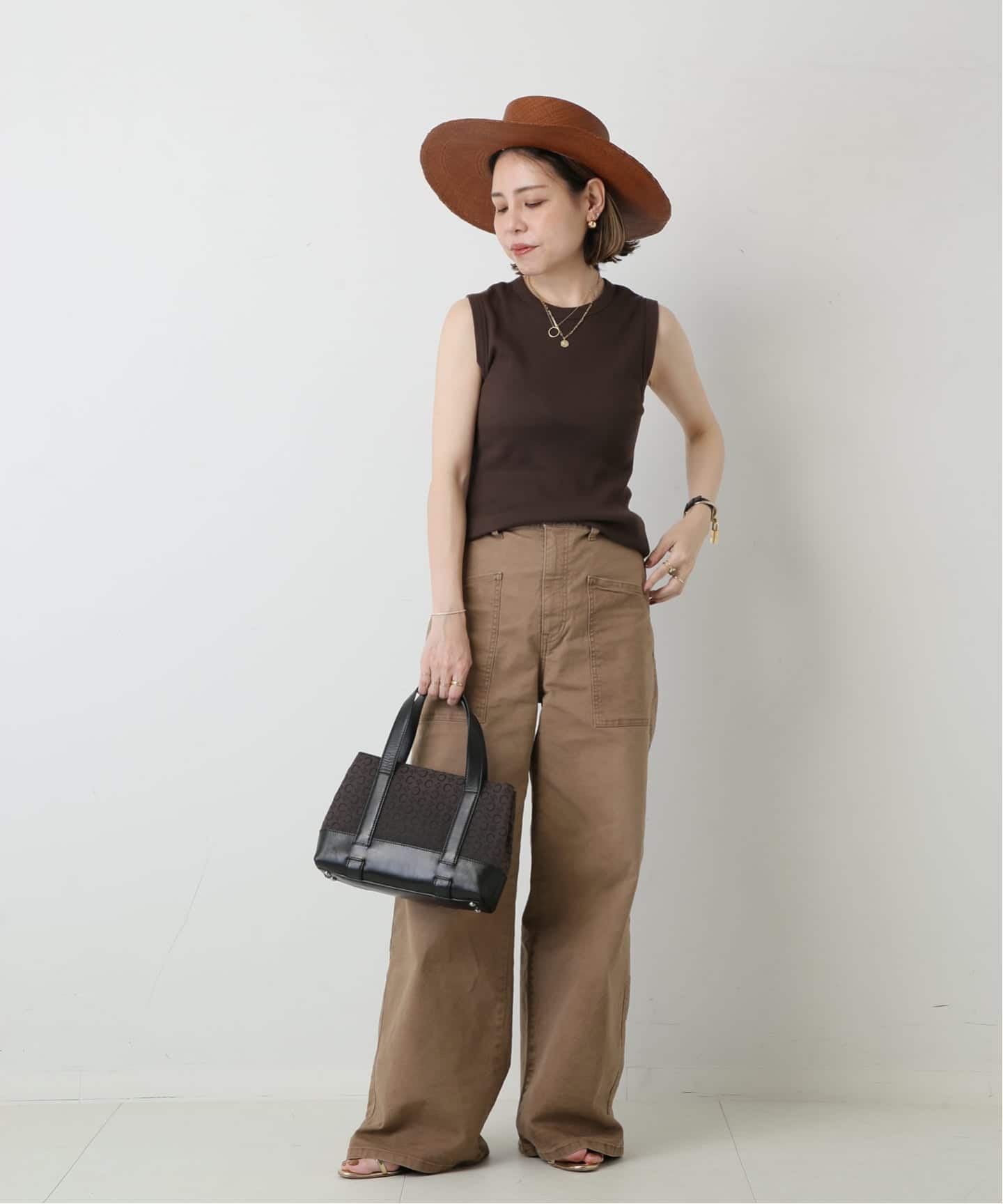 VINTAGE CELINE/セリーヌ】c macadam ハンドバッグ canvas