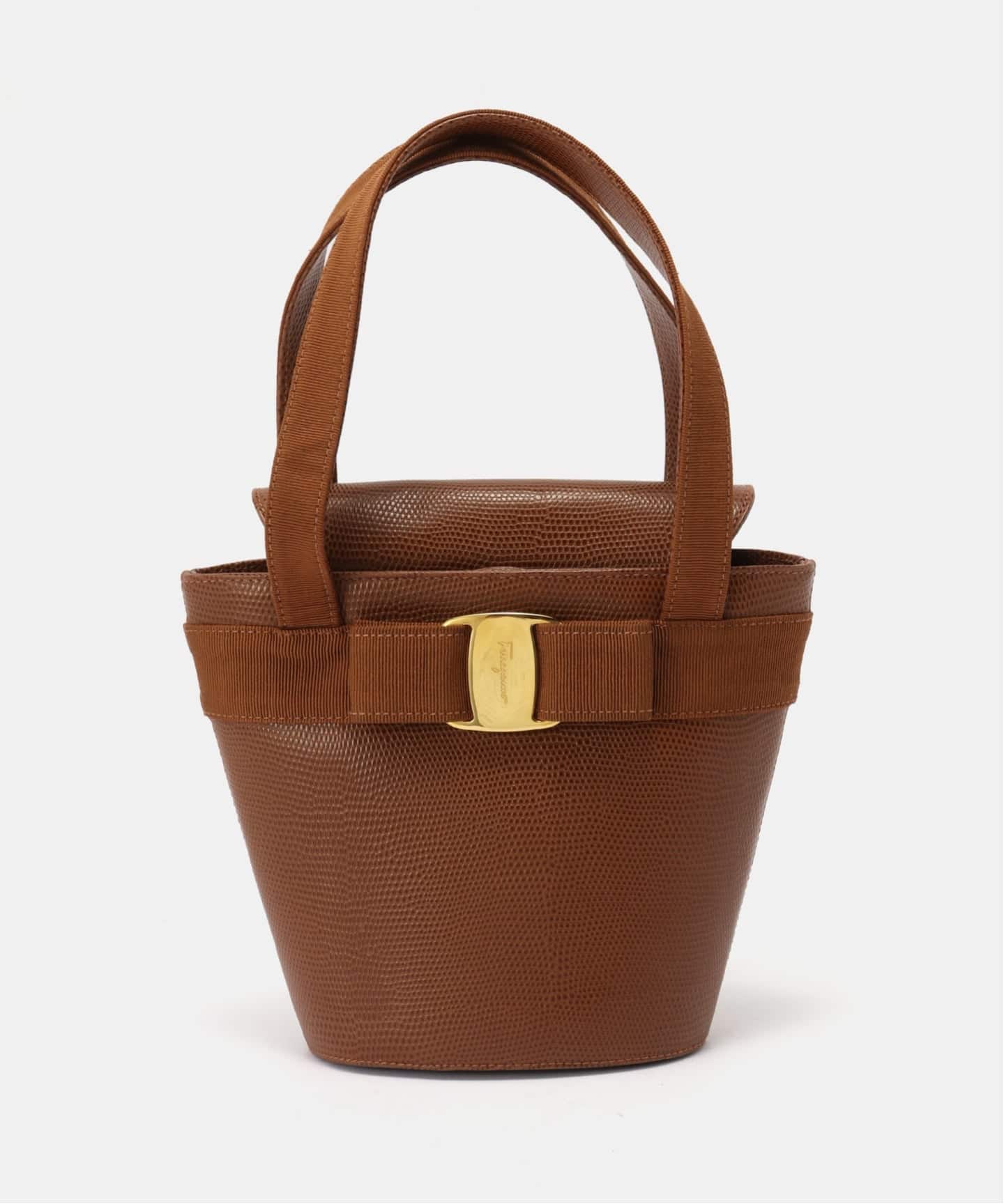 フェラガモ☆ヴァラ　かごハンドバッグ VINTAGE FERRAGAMO/フェラガモ】バケットハンドバッグ vara lizard
