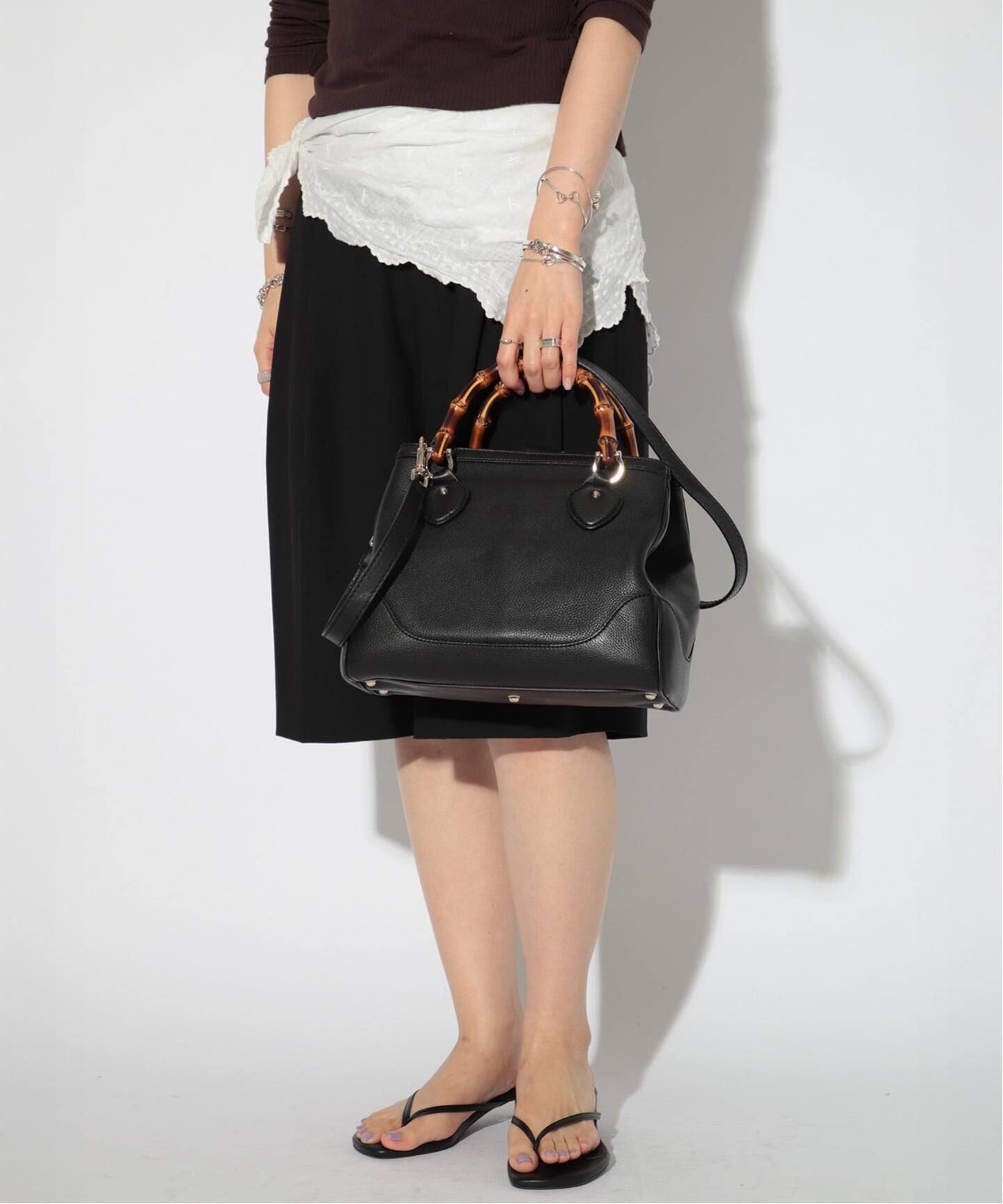 VINTAGE GUCCI/グッチ】Diana bamboo top 2way（ハンドバッグ 