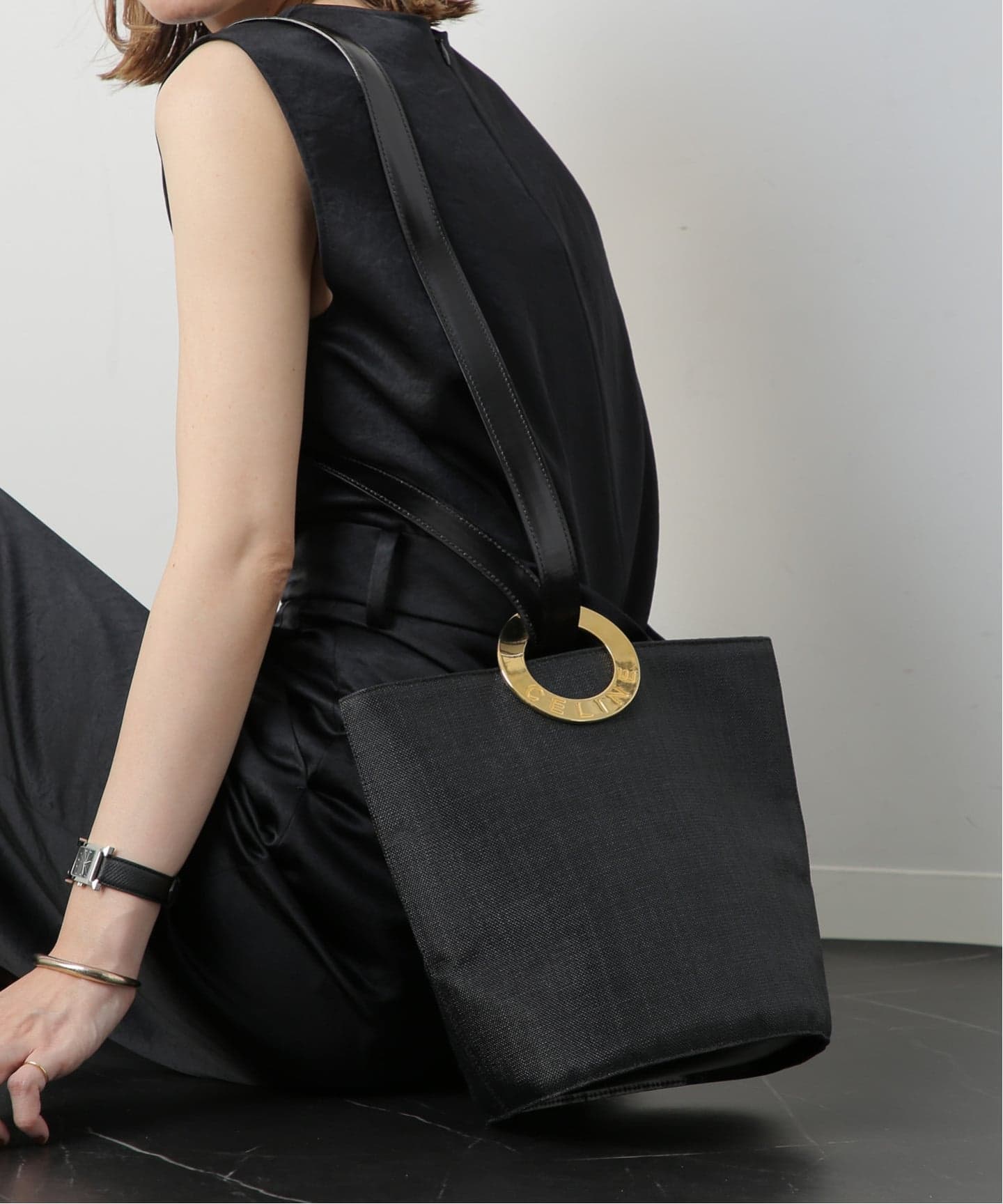 VINTAGE CELINE/セリーヌ】ショルダーバッグ circle raffia