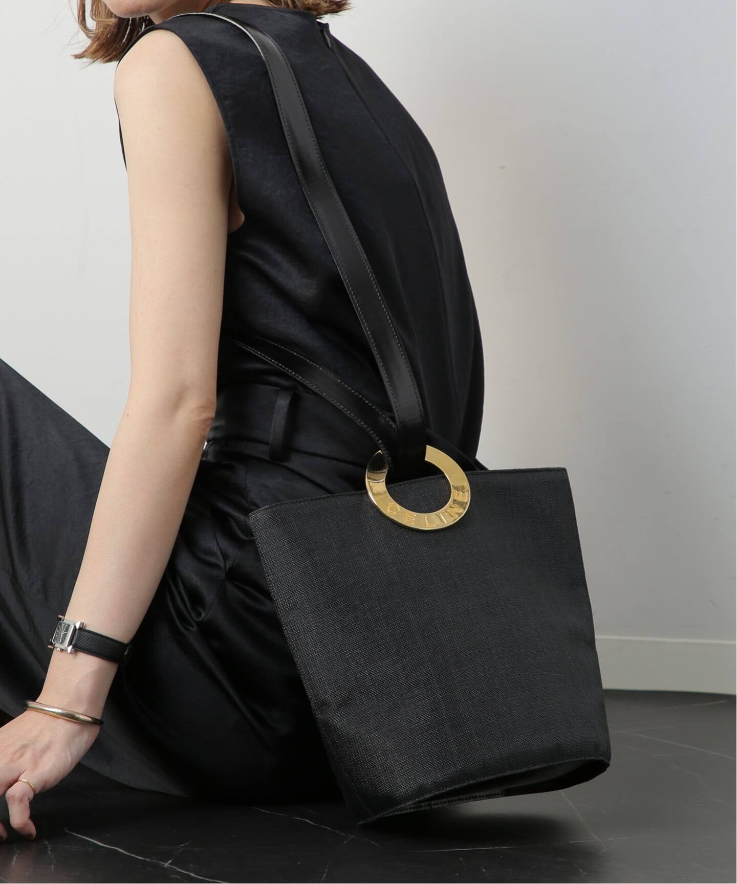 VINTAGE CELINE/セリーヌ】ショルダーバッグ circle raffia 