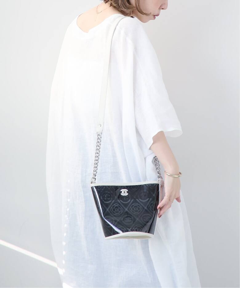 VINTAGE CHANEL/シャネル】バケットショルダーバッグ camellia vinyl 