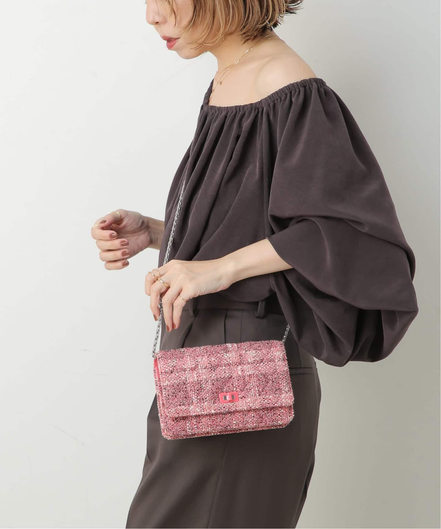CHANEL/シャネル】 2.55 chain wallet tweed（ショルダーバッグ