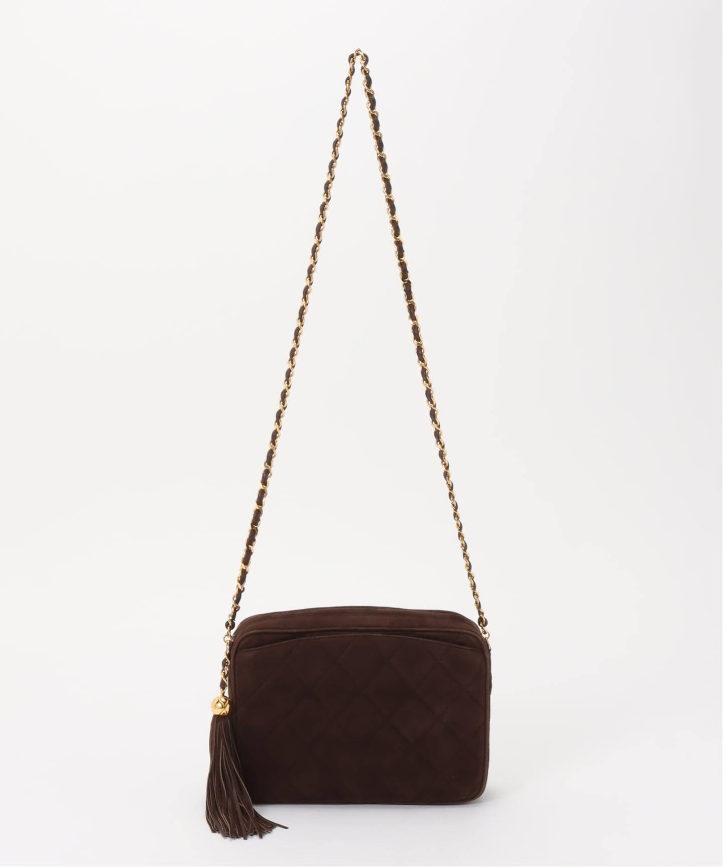 CHANEL ブラウン キルティング ショルダーバッグ VINTAGE CHANEL/シャネル】 Matelasse チェーンショルダーバッグ23