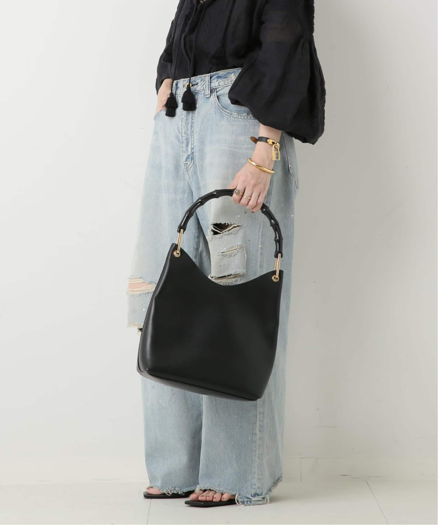 超希少！グッチ　ヴィンテージ　オールレザー　ハンドバッグ　ビジネスバッグ GUCCI（グッチ） 極 美品 オールドグッチ ヴィンテージ バンブー