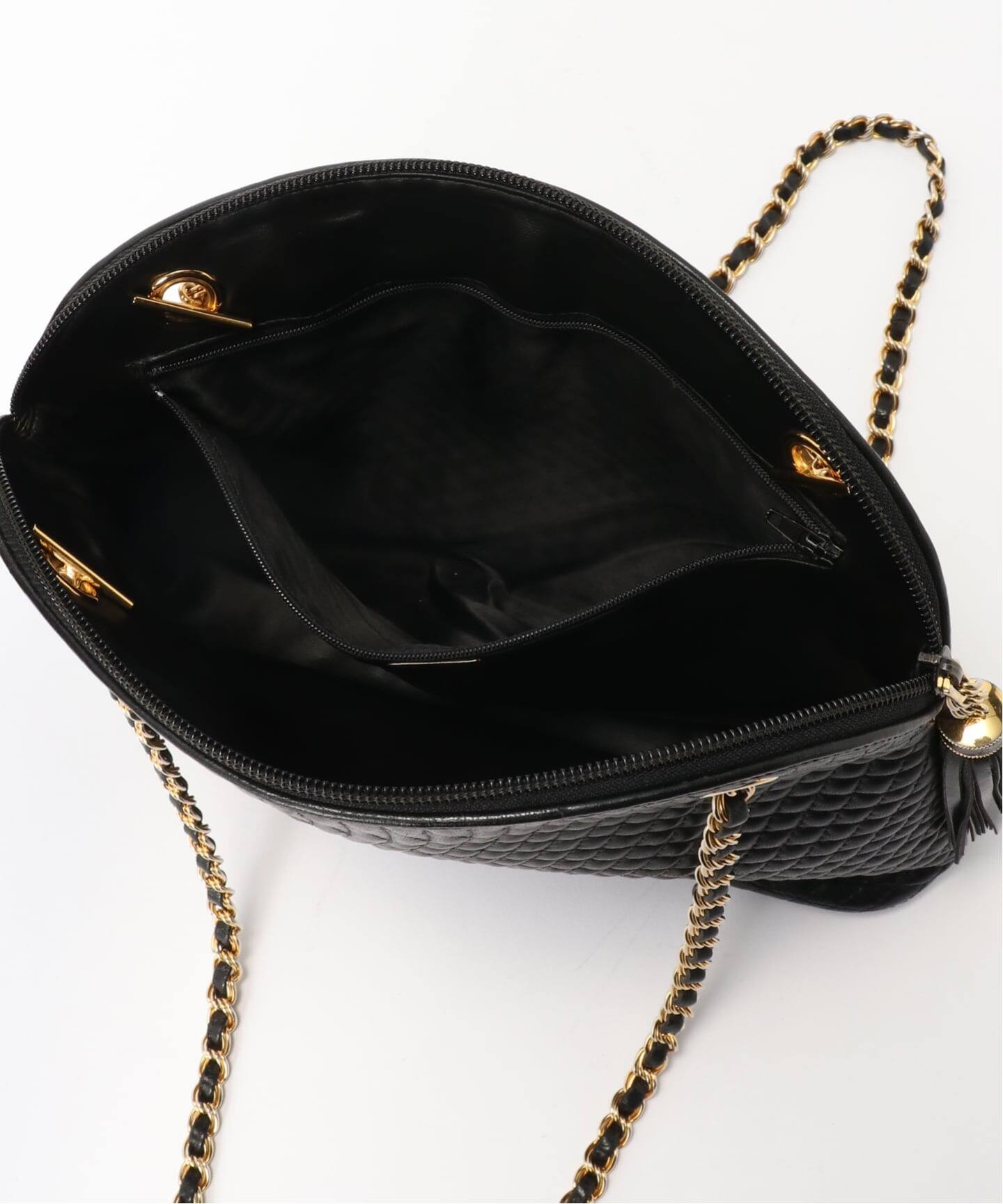 美品 BALLY イントレチャート レザー チェーン ショルダーバッグ ブラック VINTAGE BALLY/バリー】チェーンショルダーバッグ（ショルダーバッグ