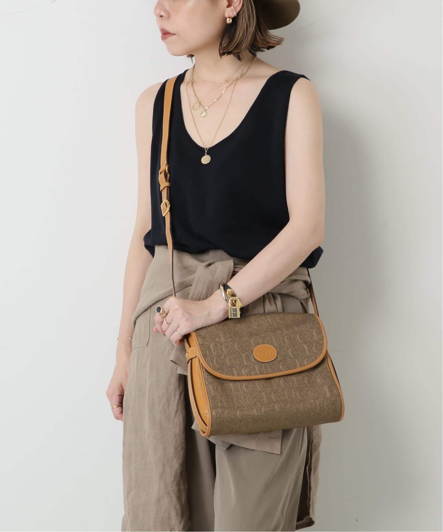 VINTAGE GUCCI/グッチ】ショルダーバッグ gg logo（ショルダーバッグ