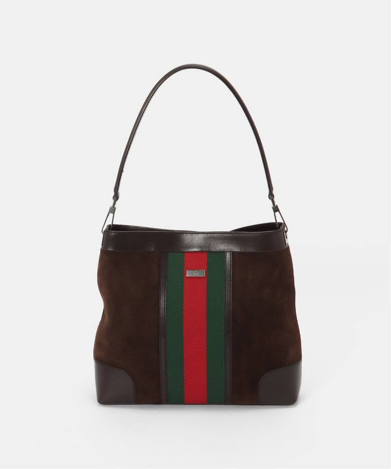 VINTAGE GUCCI/グッチ】ショルダーバッグ web suede（ショルダーバッグ 