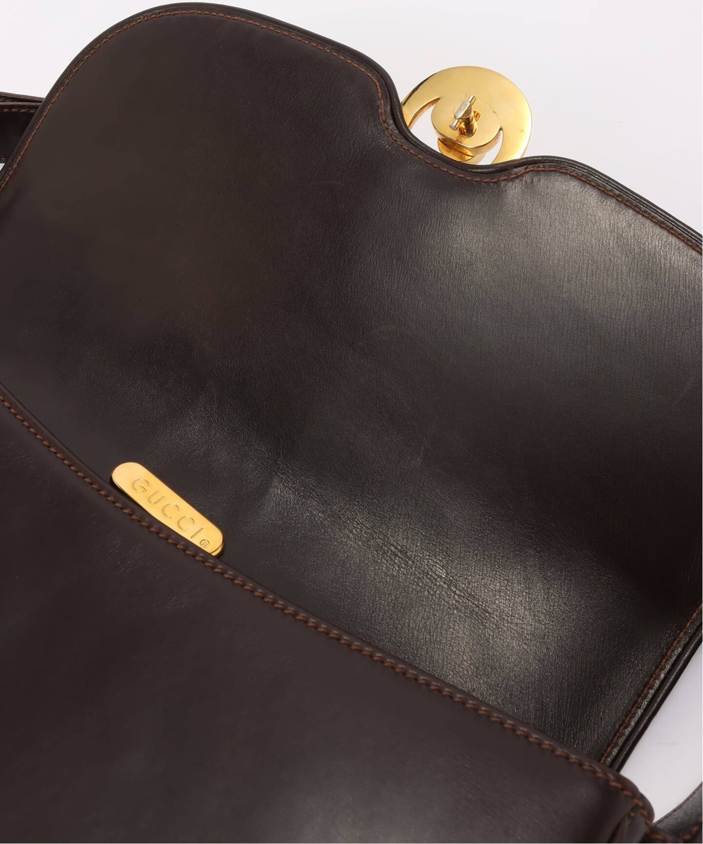 グッチ GUCCI レザー ショルダーバッグ バイカラー ブラウン ブラック VINTAGE GUCCI/グッチ】ショルダーバッグ（ショルダーバッグ