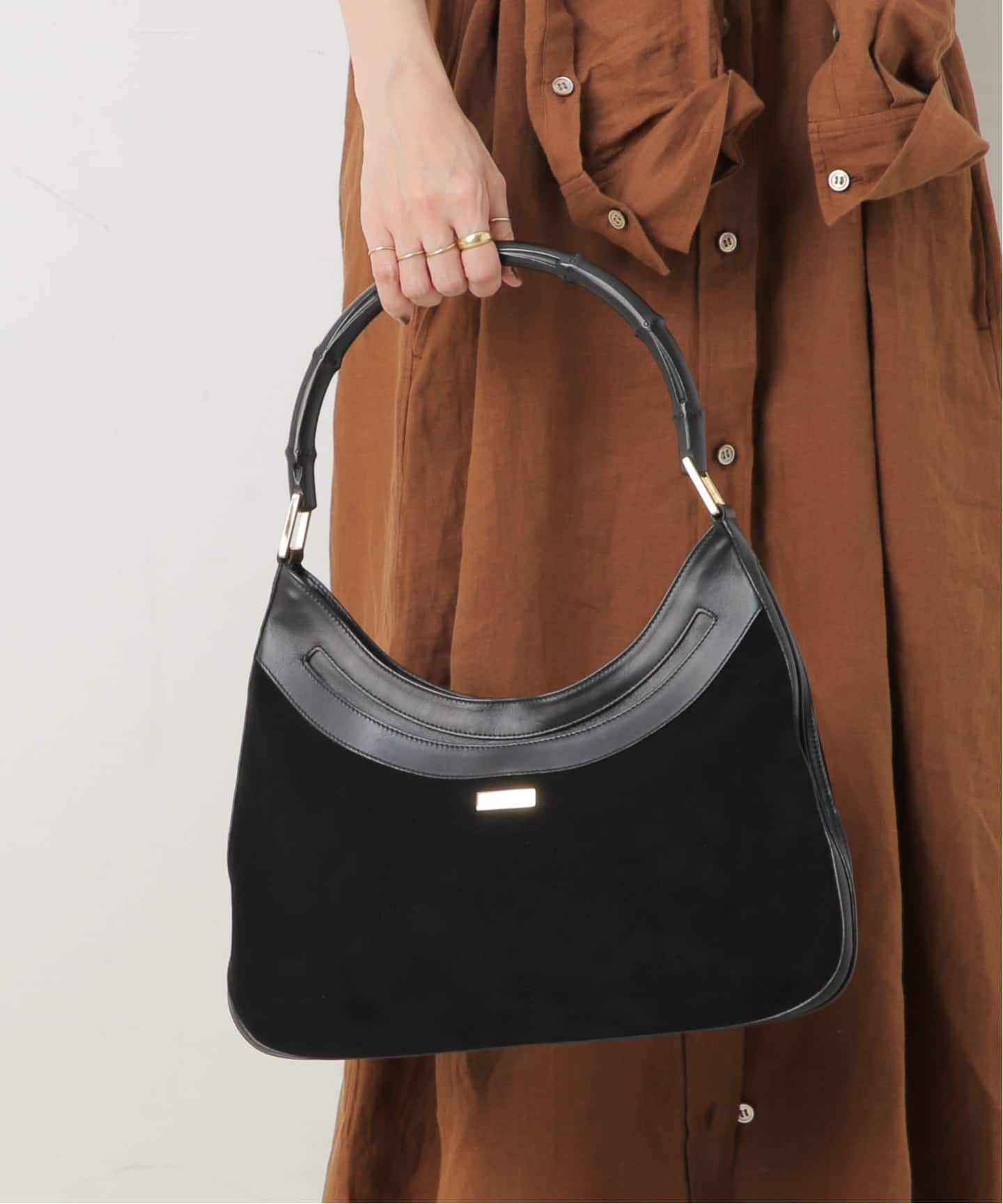 VINTAGE GUCCI/グッチ】Bamboo ショルダーバッグ suede（ショルダー