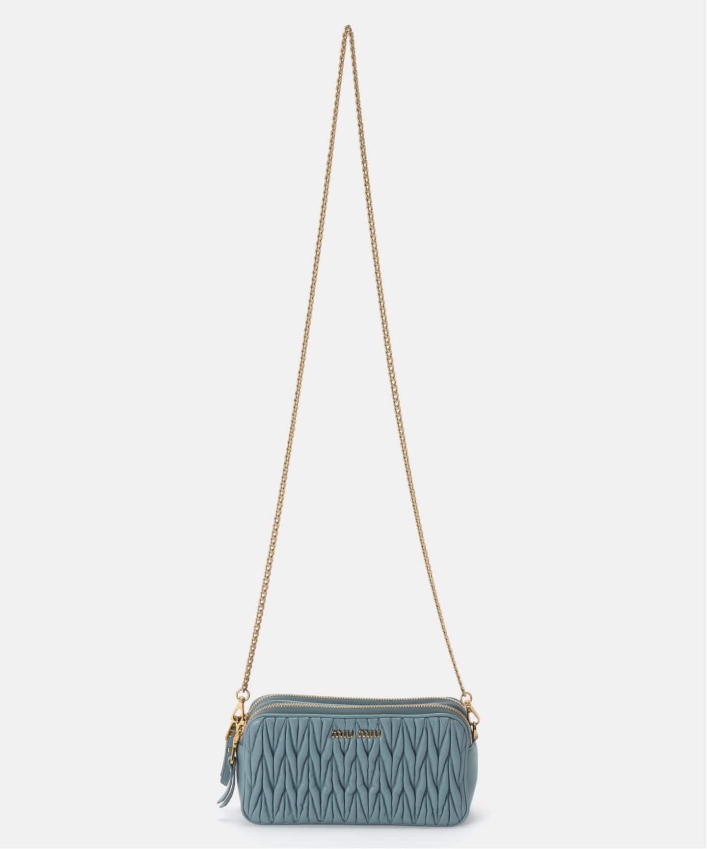 miu miu キルティングショルダーバッグ ライトブルー MIU MIU/ミュウミュウ】Matelasse shoulder（ショルダーバッグ