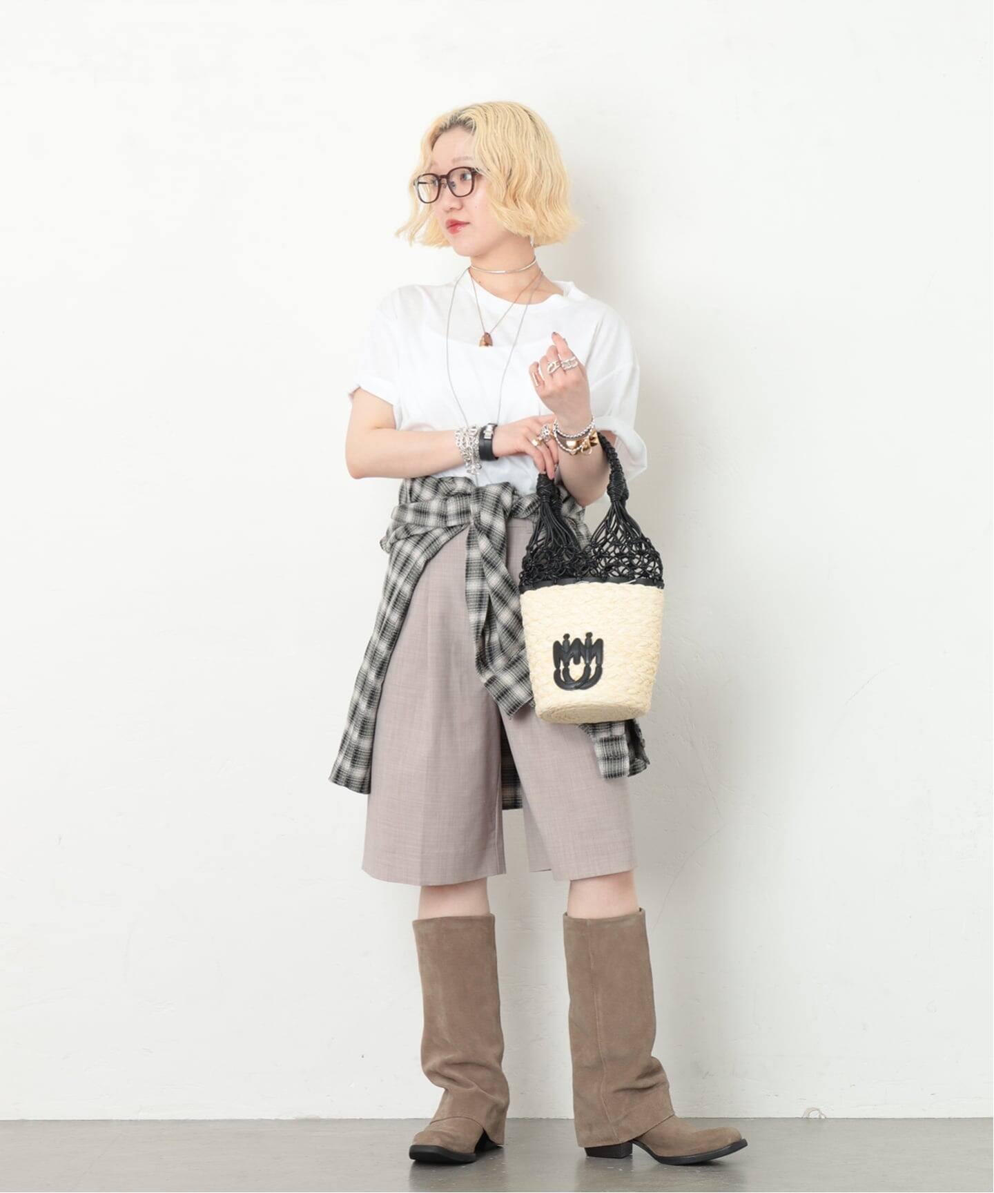MIU MIU/ミュウミュウ】Bucket shoulder 2way raffia（ショルダー