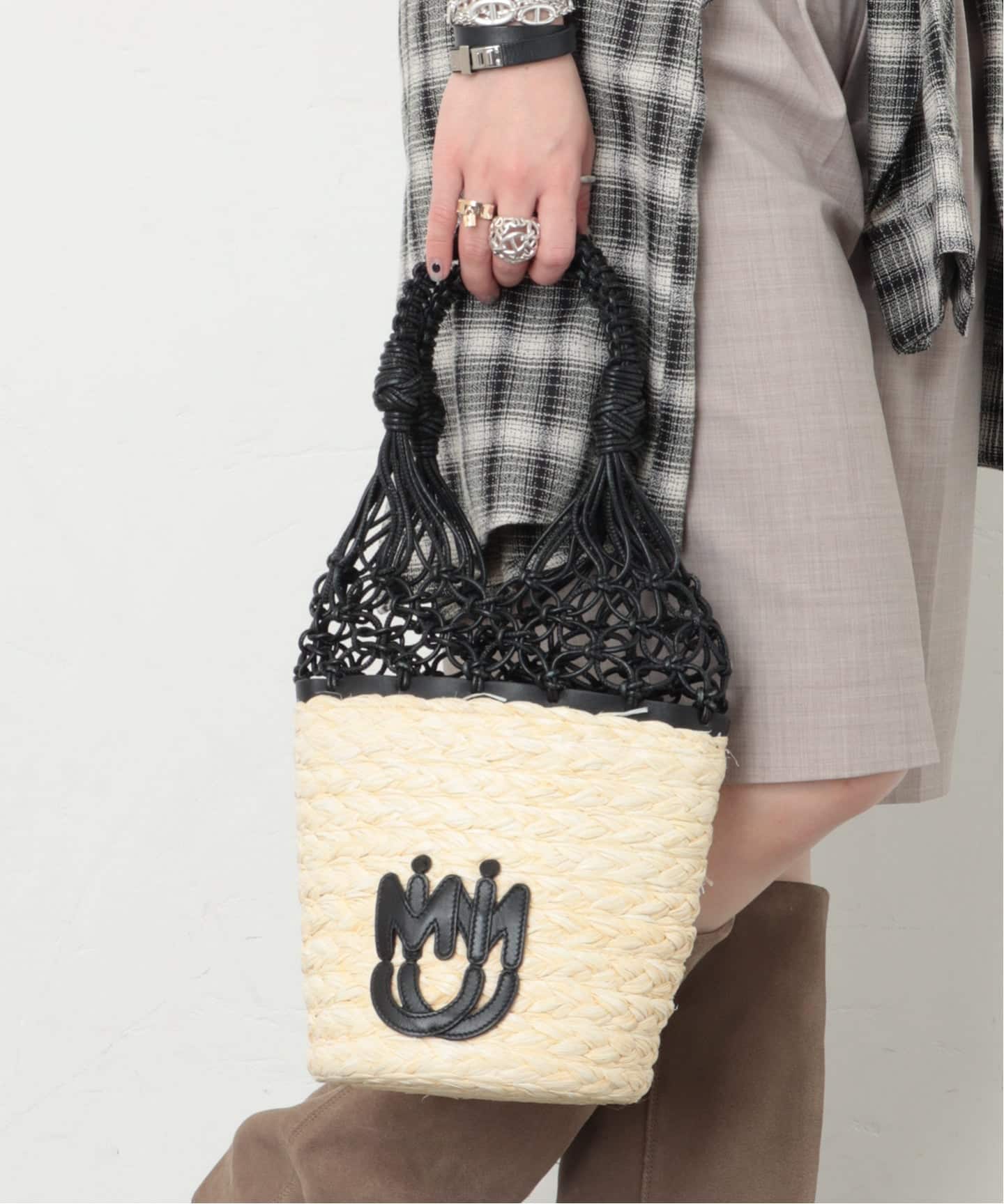 MIU MIU/ミュウミュウ】Bucket shoulder 2way raffia（ショルダー