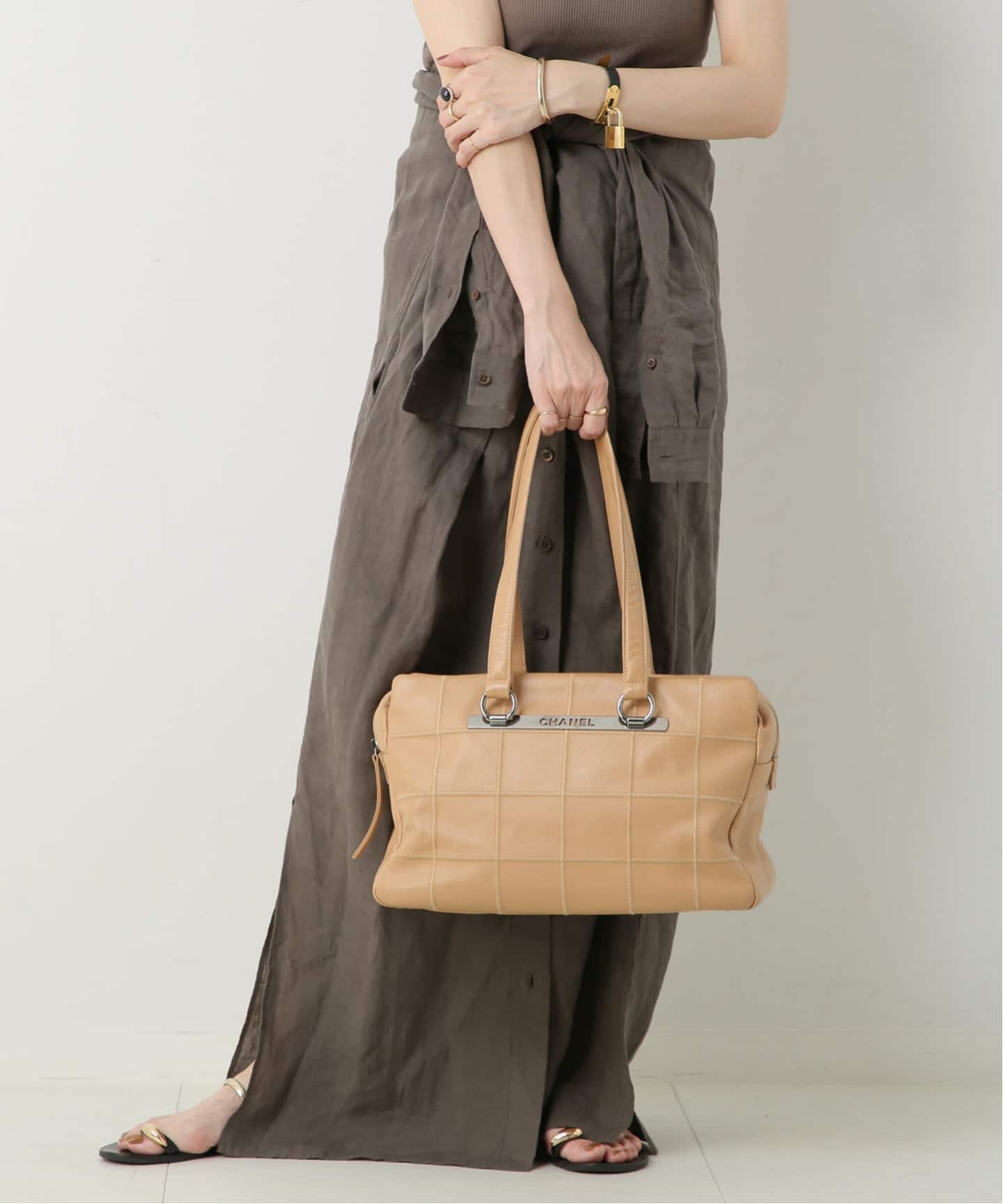 VINTAGE CHANEL/シャネル】 Choco bar ボストンバッグ large（ボストン