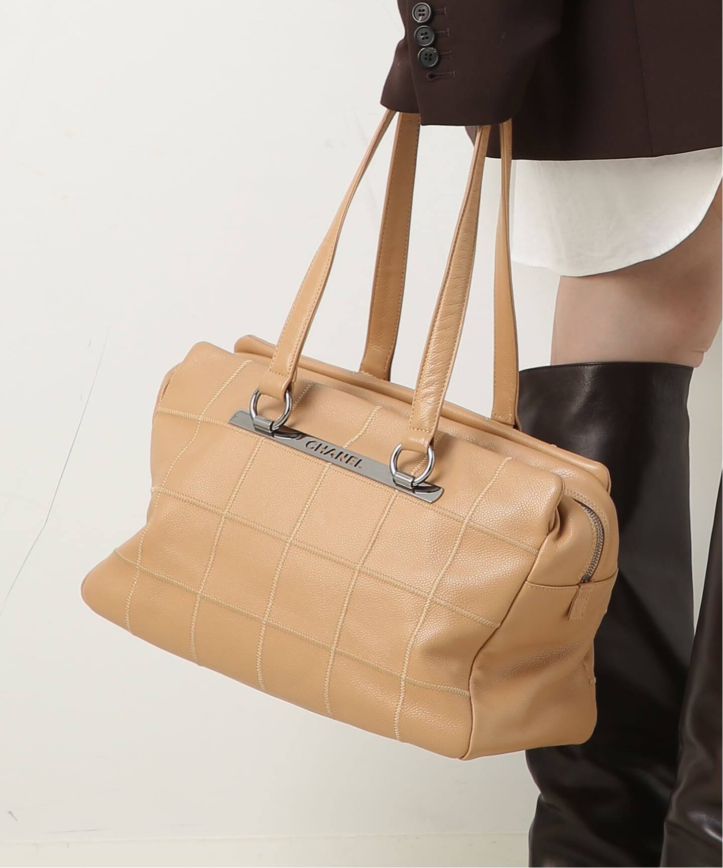 VINTAGE CHANEL/シャネル】 Choco bar ボストンバッグ large（ボストン 