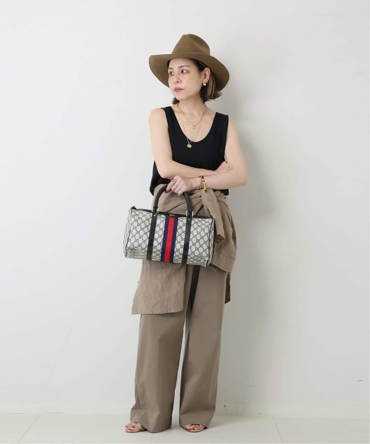 VINTAGE GUCCI/グッチ】ボストンバッグ gg web（ボストンバッグ