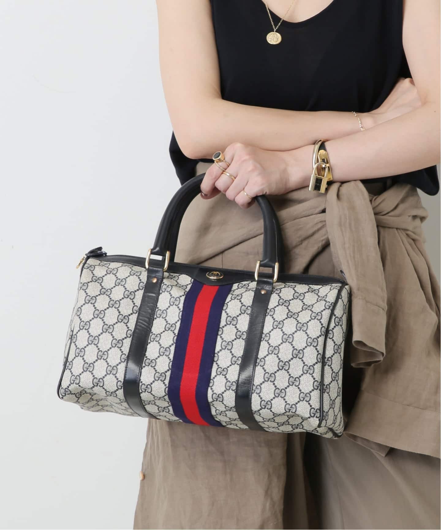 VINTAGE GUCCI/グッチ】ボストンバッグ gg web（ボストンバッグ