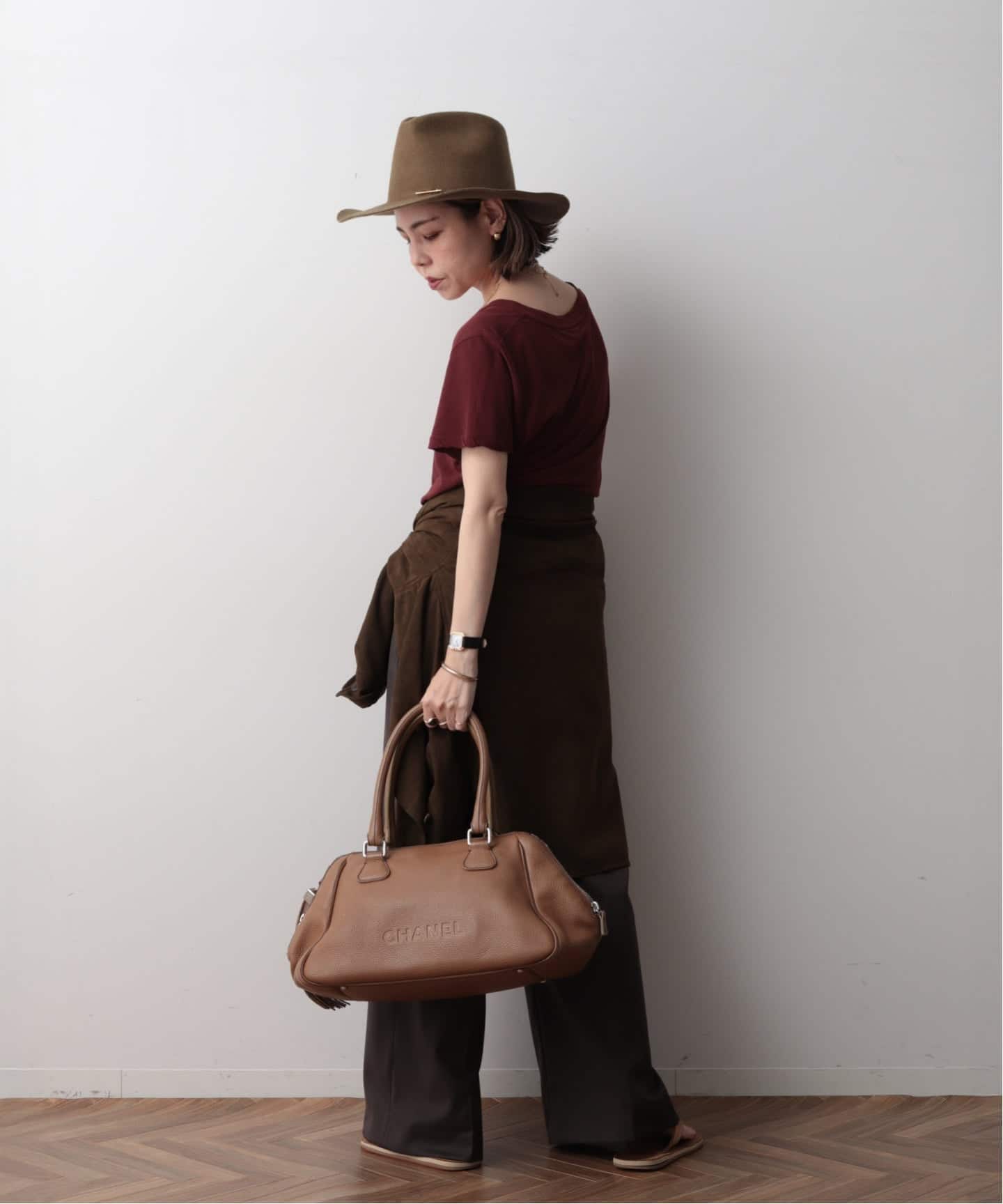 CHANEL ダークブラウン ボストンバッグ　ヴィンテージ VINTAGE CHANEL/シャネル】ボストンバッグ（ボストンバッグ