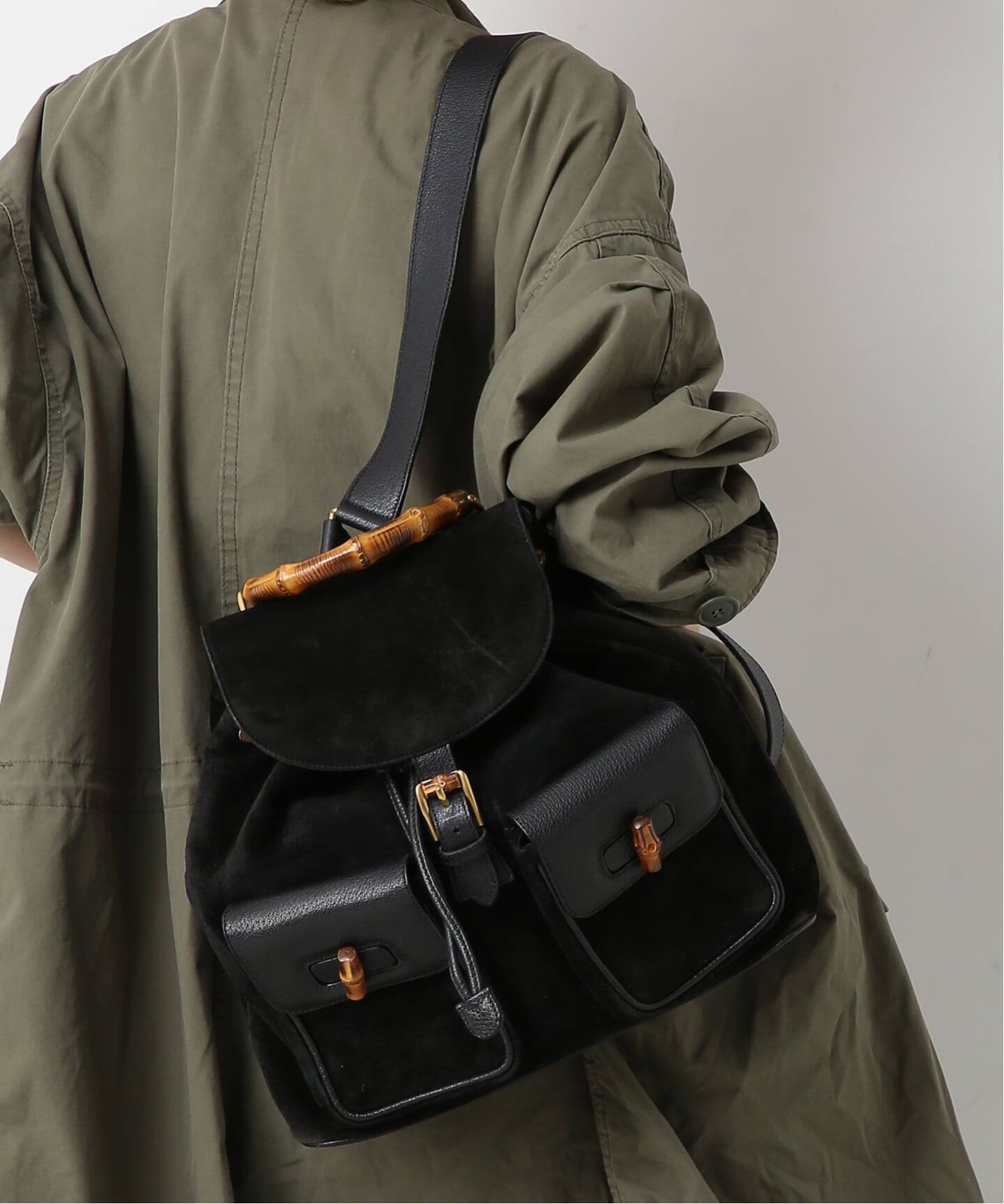 VINTAGE GUCCI/グッチ】Bamboo backpack suede（バックパック 