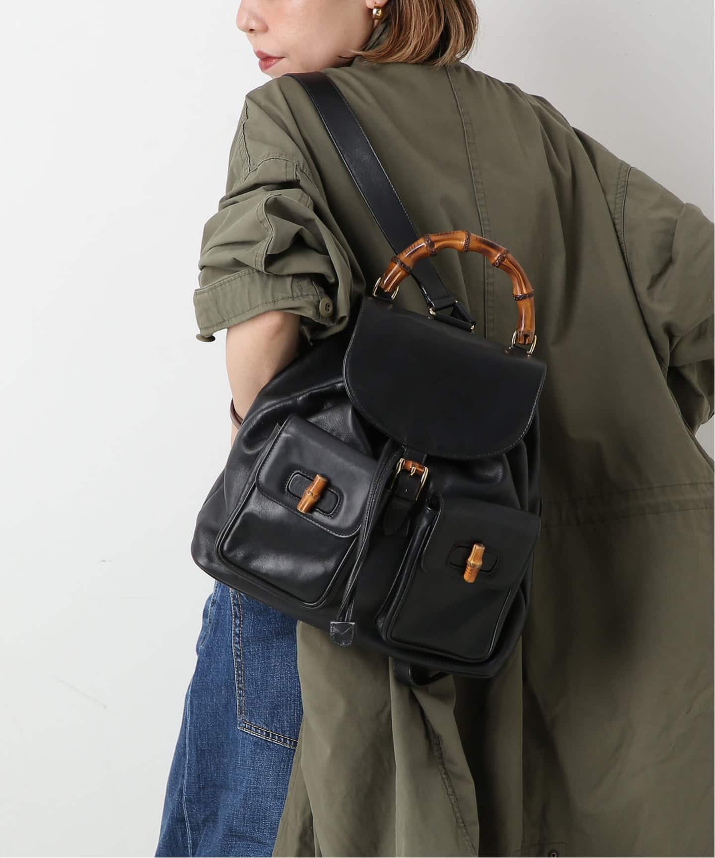 VINTAGE GUCCI/グッチ】Bamboo backpack（バックパック／リュック