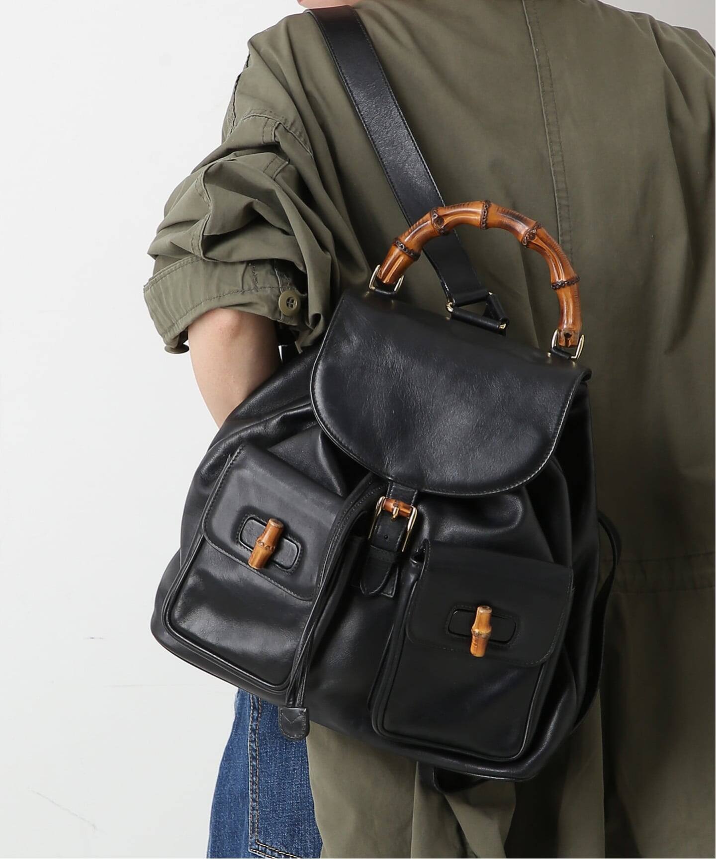 VINTAGE GUCCI/グッチ】Bamboo backpack（バックパック／リュック 