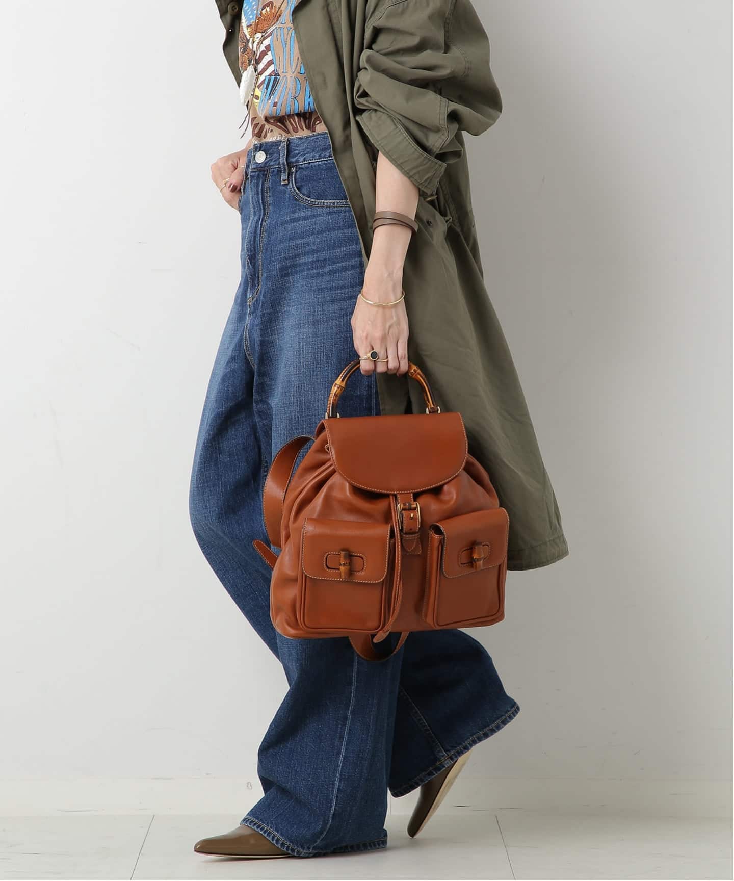 VINTAGE GUCCI/グッチ】Bamboo backpack（バックパック／リュック