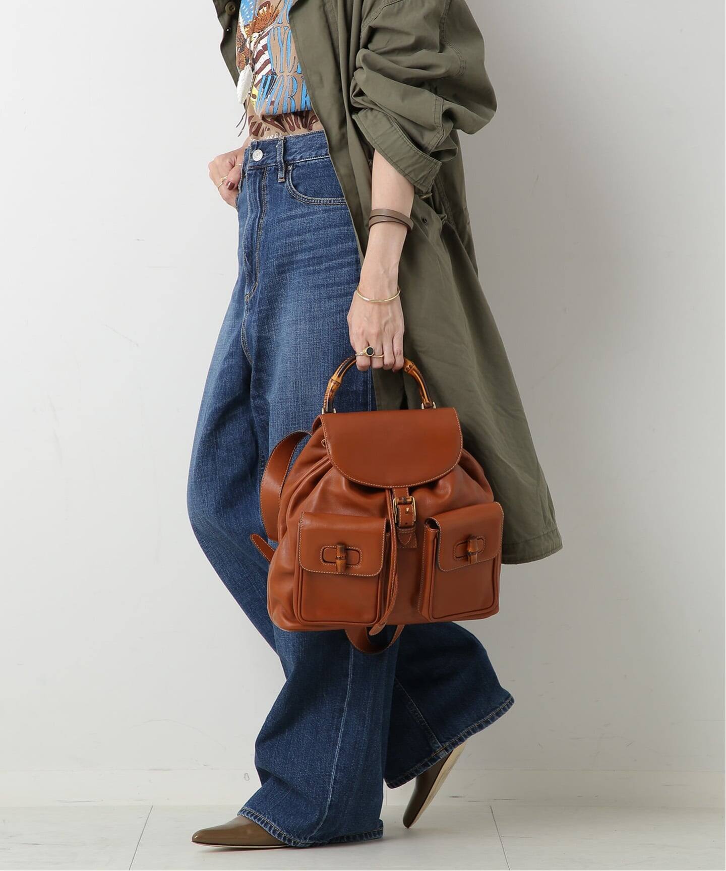 VINTAGE GUCCI/グッチ】Bamboo backpack（バックパック／リュック 