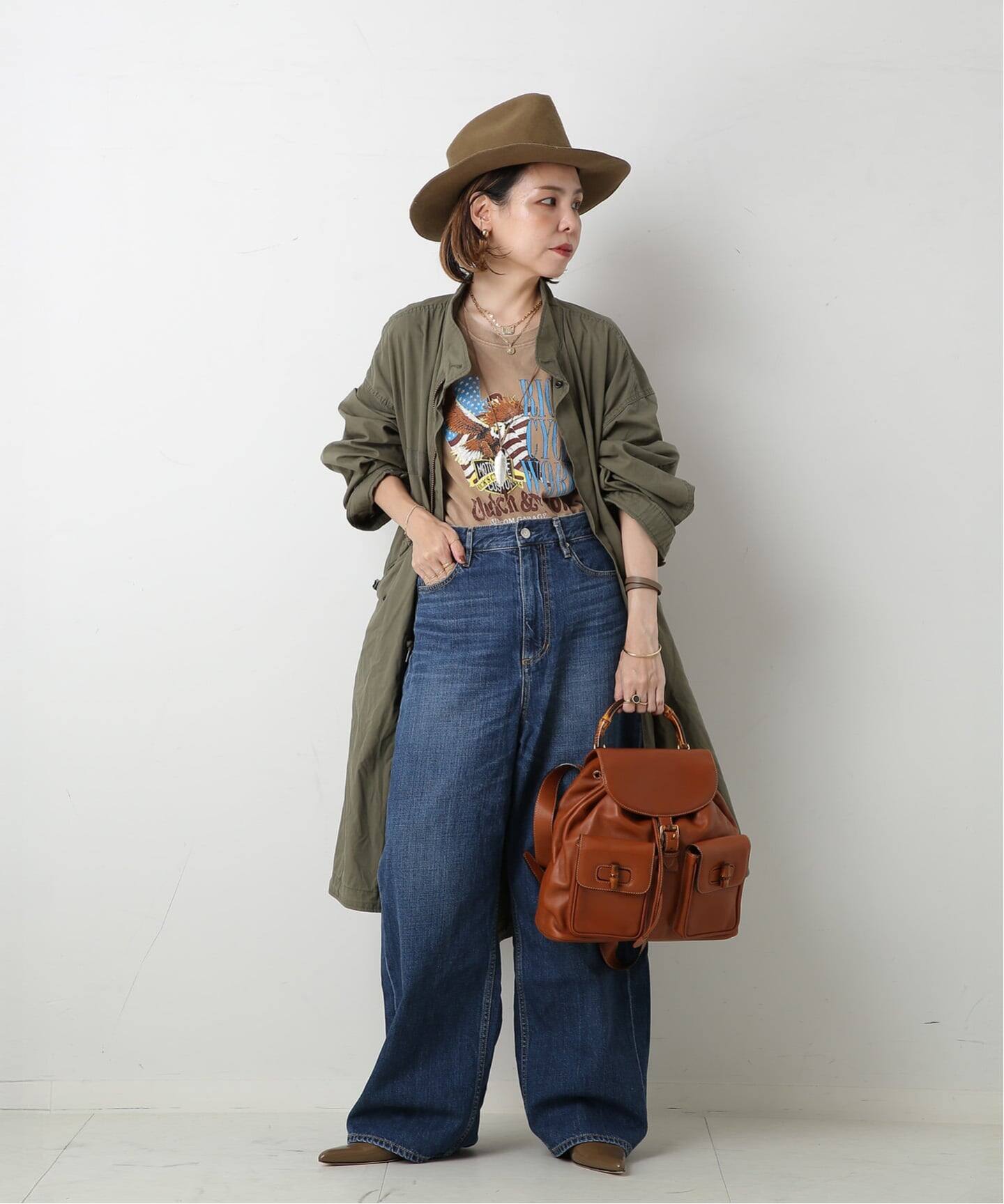 VINTAGE GUCCI/グッチ】Bamboo backpack（バックパック／リュック 