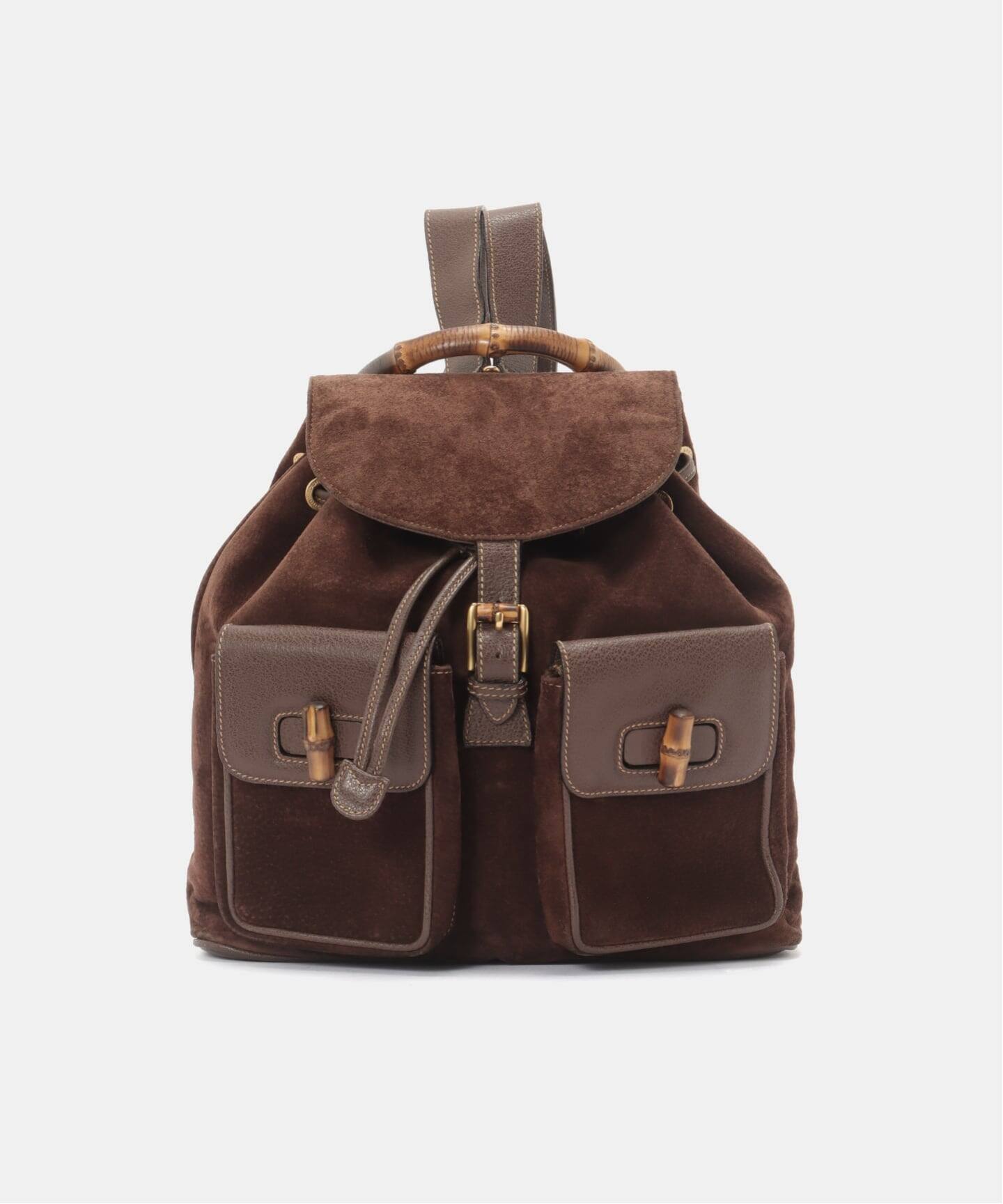 VINTAGE GUCCI/グッチ】Bamboo backpack suede（バックパック 