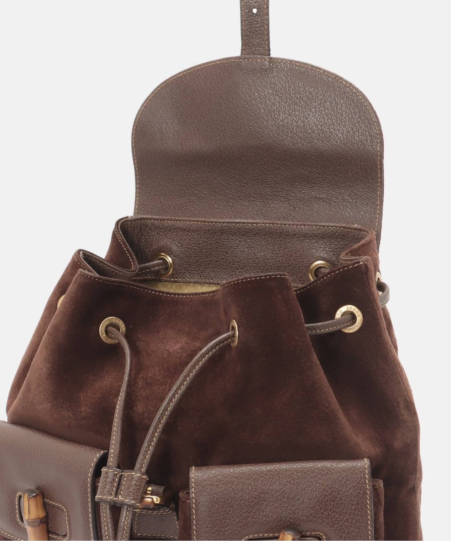 VINTAGE GUCCI/グッチ】Bamboo backpack suede（バックパック 