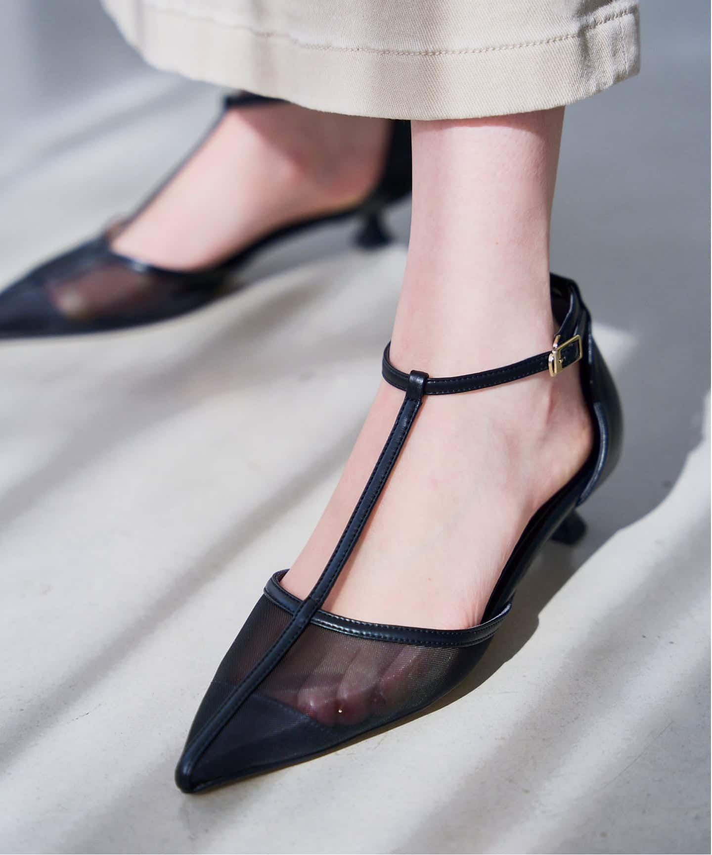 追加予約》3.5cmTストラップシアーパンプス（パンプス）｜LE TALON（ル