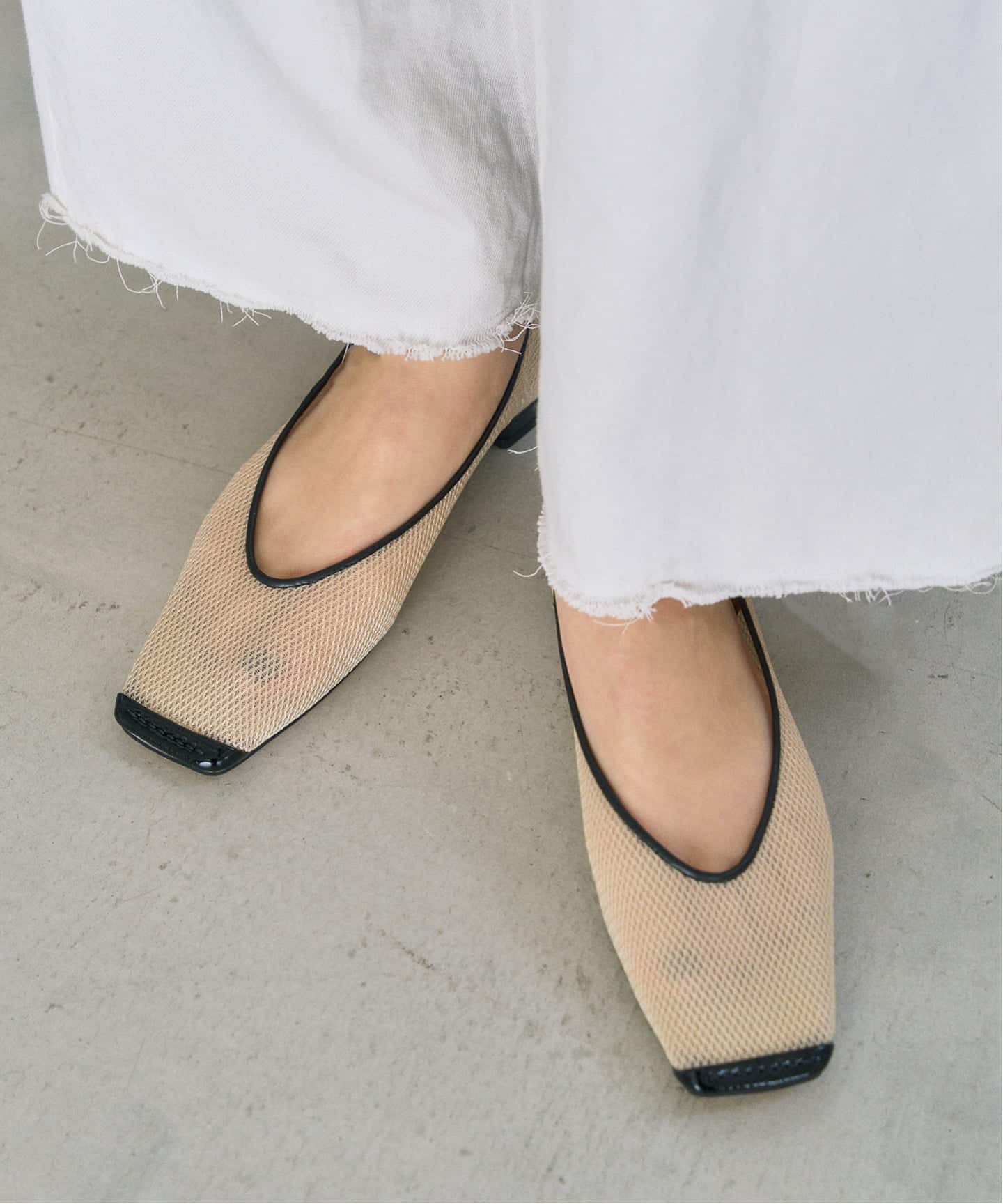 追加予約》スクエアトゥキャップセミシアーフラット（フラットシューズ